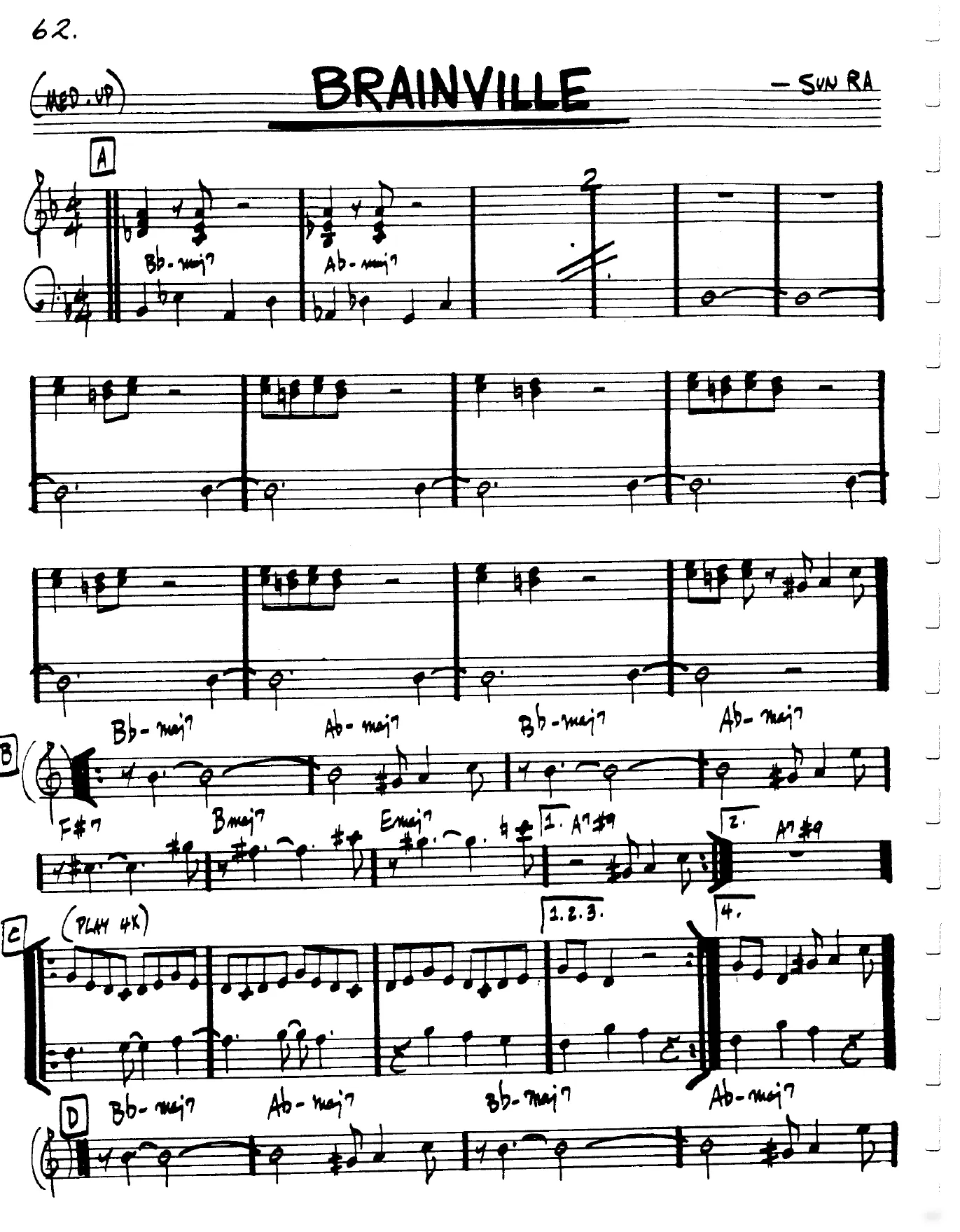Vista previa de la partitura de Brainville para Lead sheet (clave de Do)