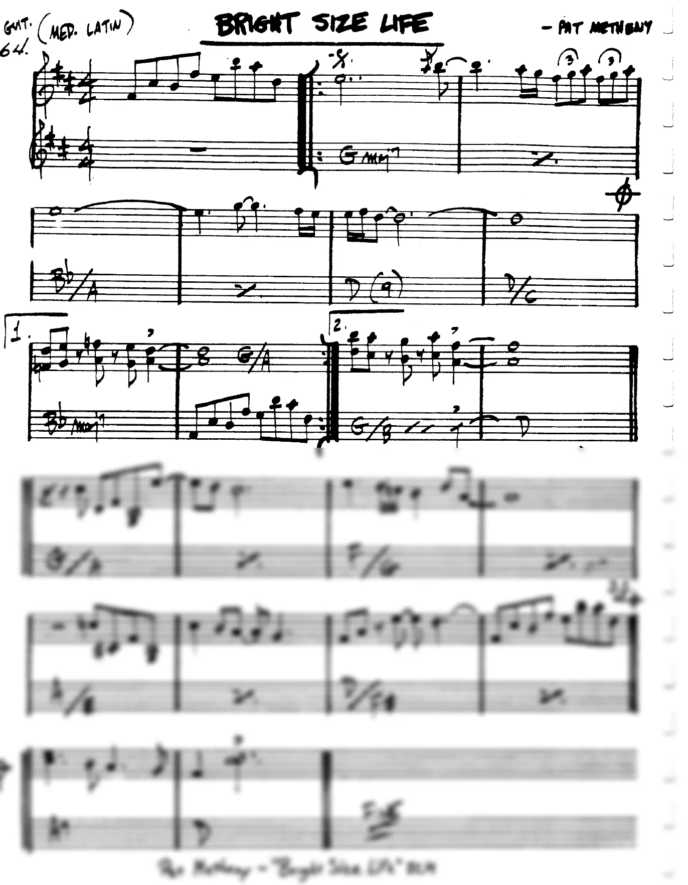 Vista previa de la partitura de Bright Size Life para Lead sheet (clave de Do)