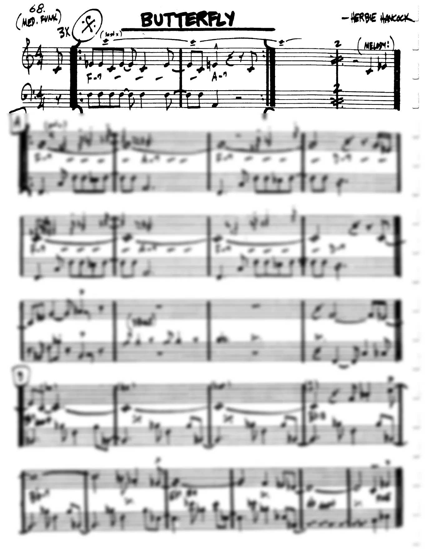 Vista previa de la partitura de Butterfly para Lead sheet (clave de Do)