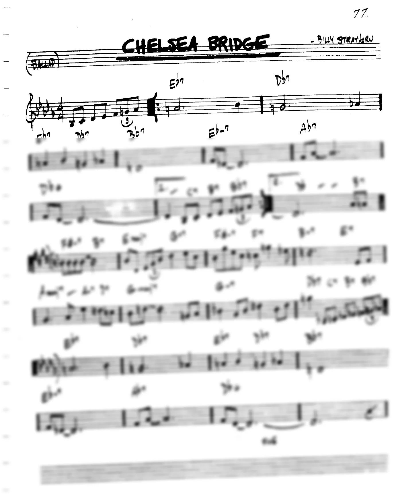 Vista previa de la partitura de Chelsea Bridge para Lead sheet (clave de Do)