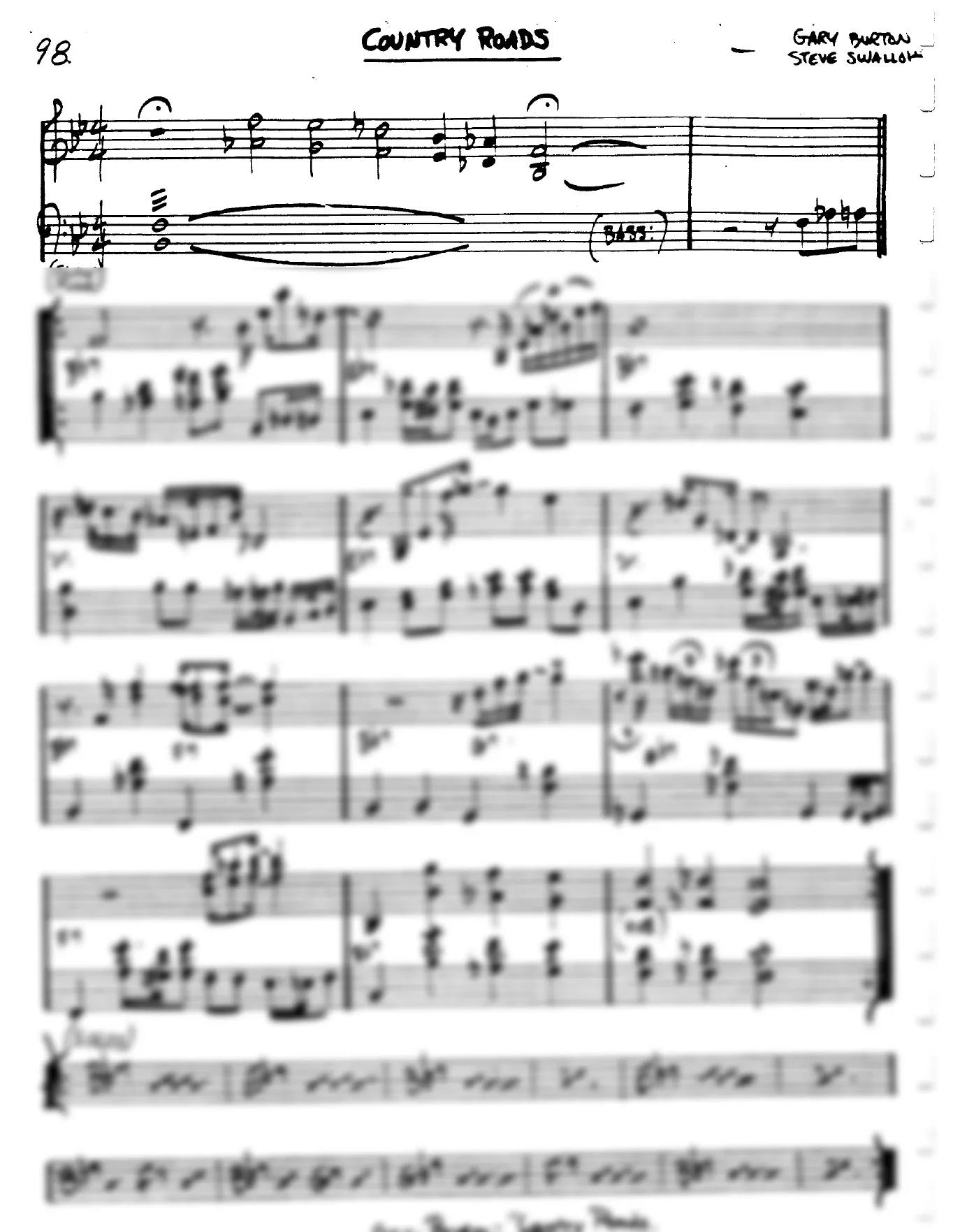 Vista previa de la partitura de Country Roads para Lead sheet (clave de Do)