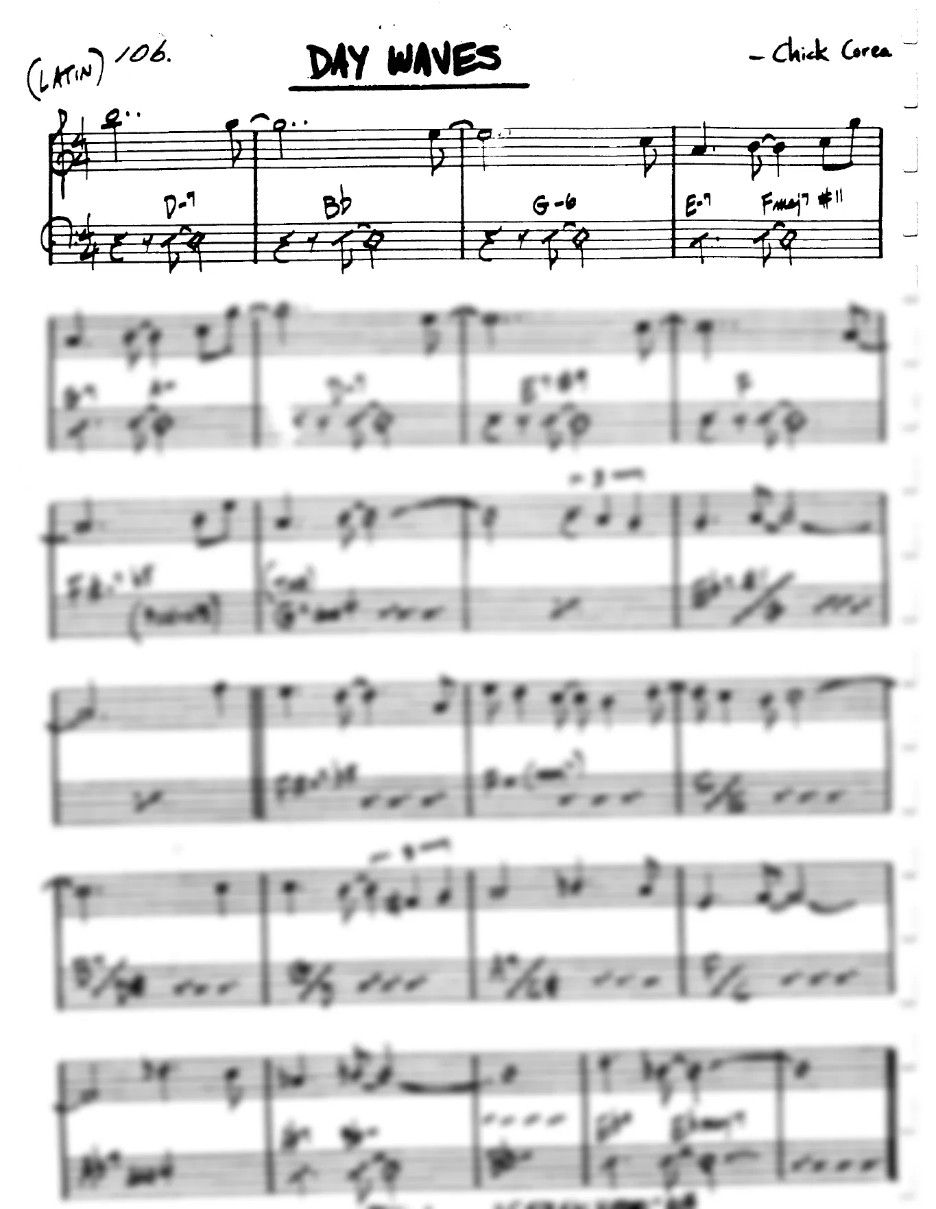 Vista previa de la partitura de Day Waves para Lead sheet (clave de Do)