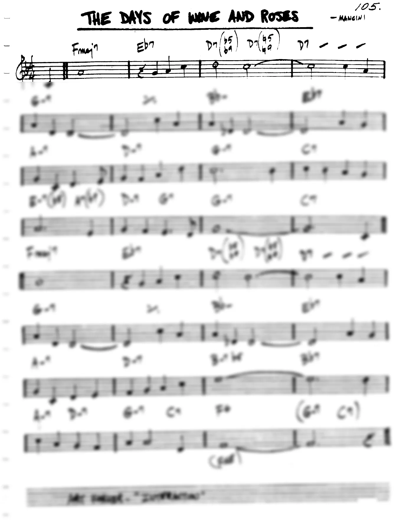 Vista previa de la partitura de Days Of Wine And Roses, The para Lead sheet (clave de Do)