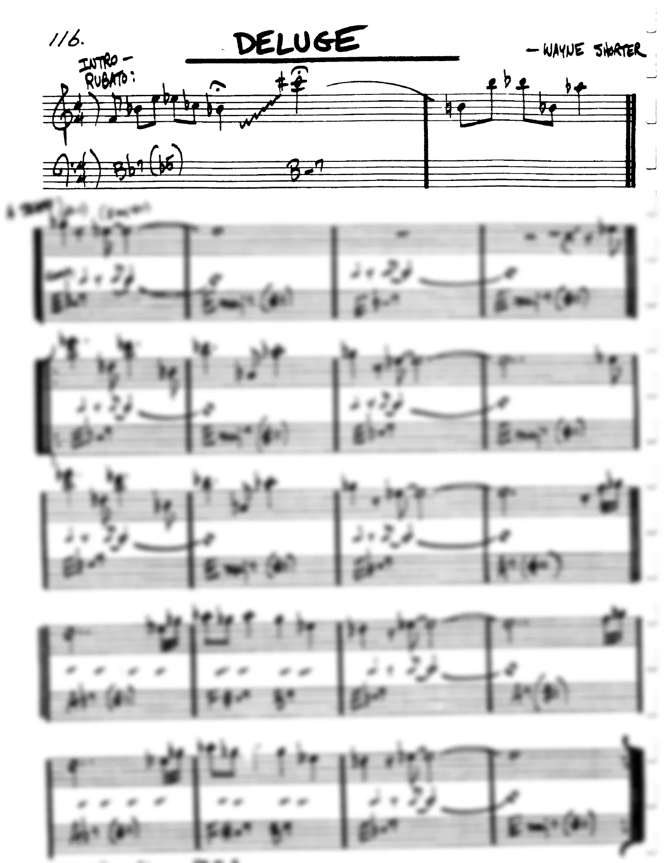 Vista previa de la partitura de Deluge para Lead sheet (clave de Do)
