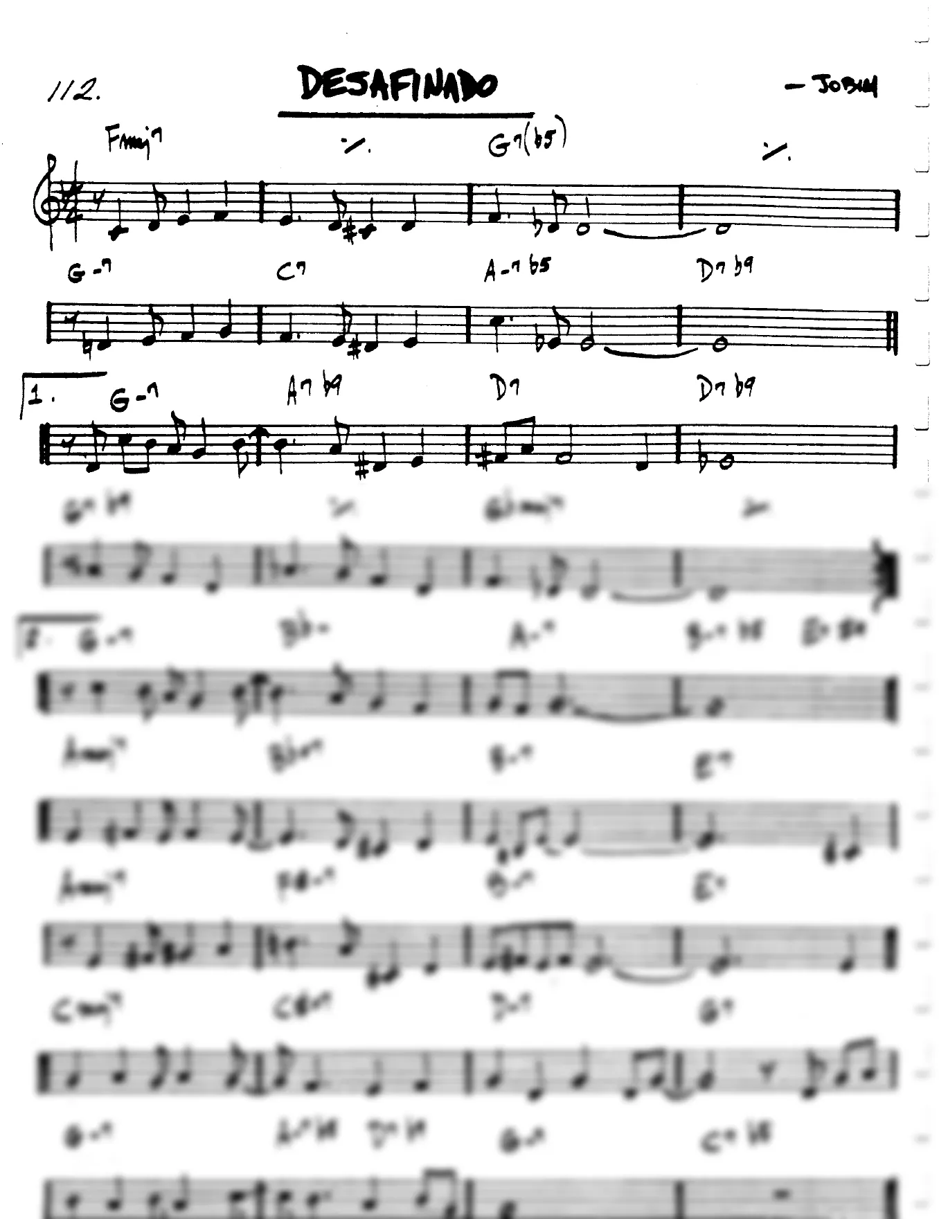 Vista previa de la partitura de Desafinado para Lead sheet (clave de Do)