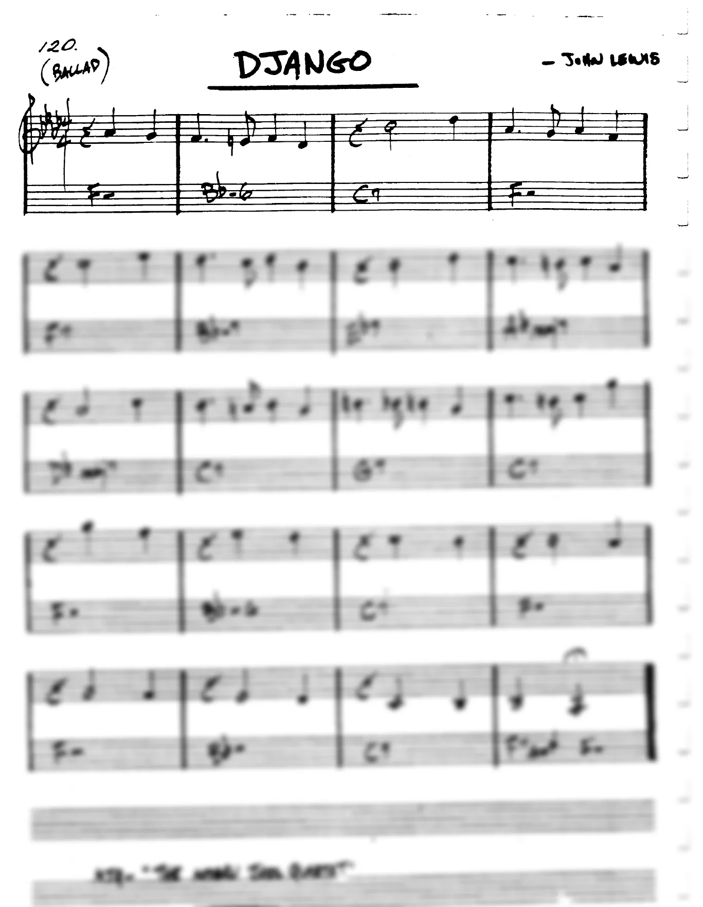 Vista previa de la partitura de Django para Lead sheet (clave de Do)