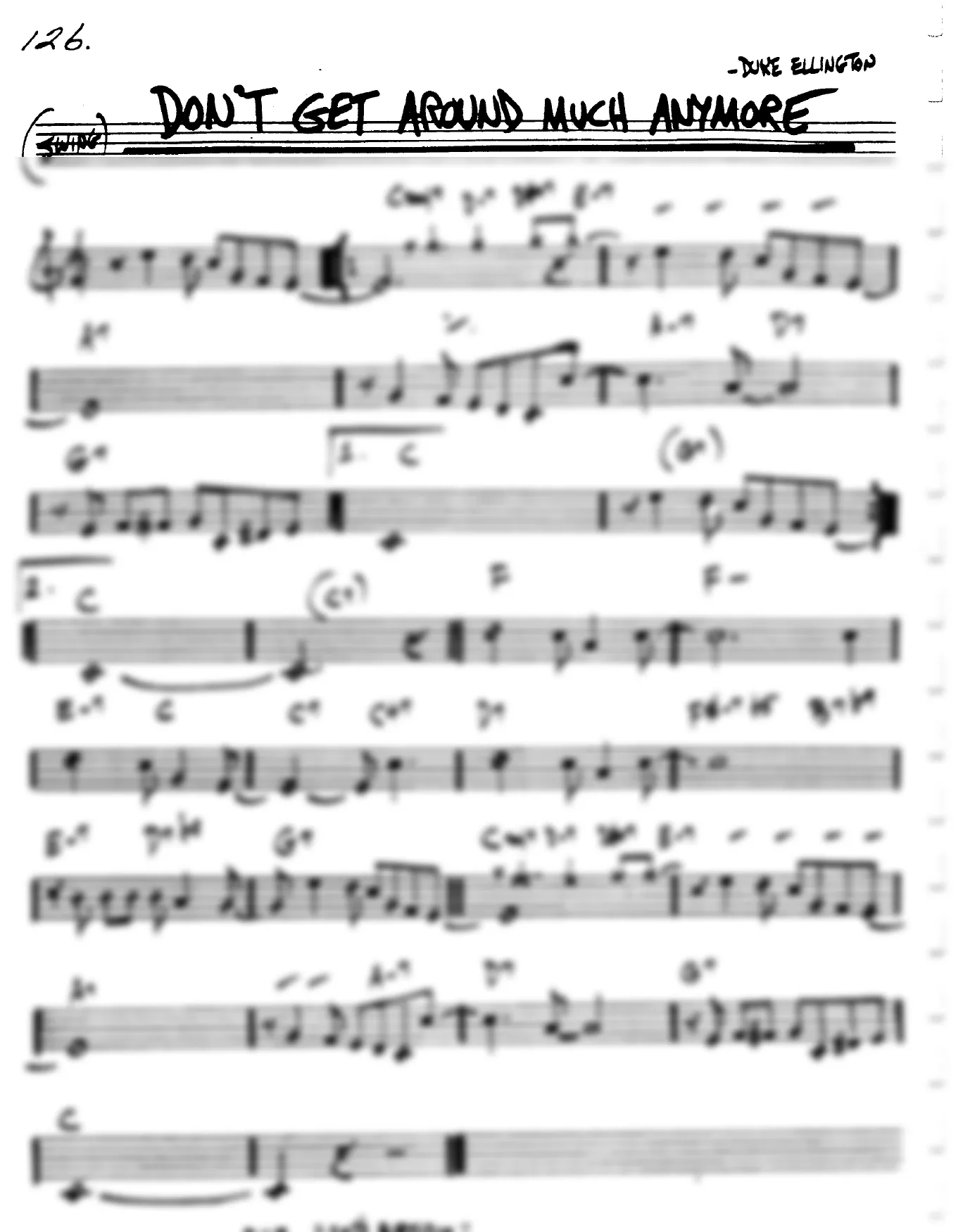 Vista previa de la partitura de Don't Get Around Much Anymore para Lead sheet (clave de Do)