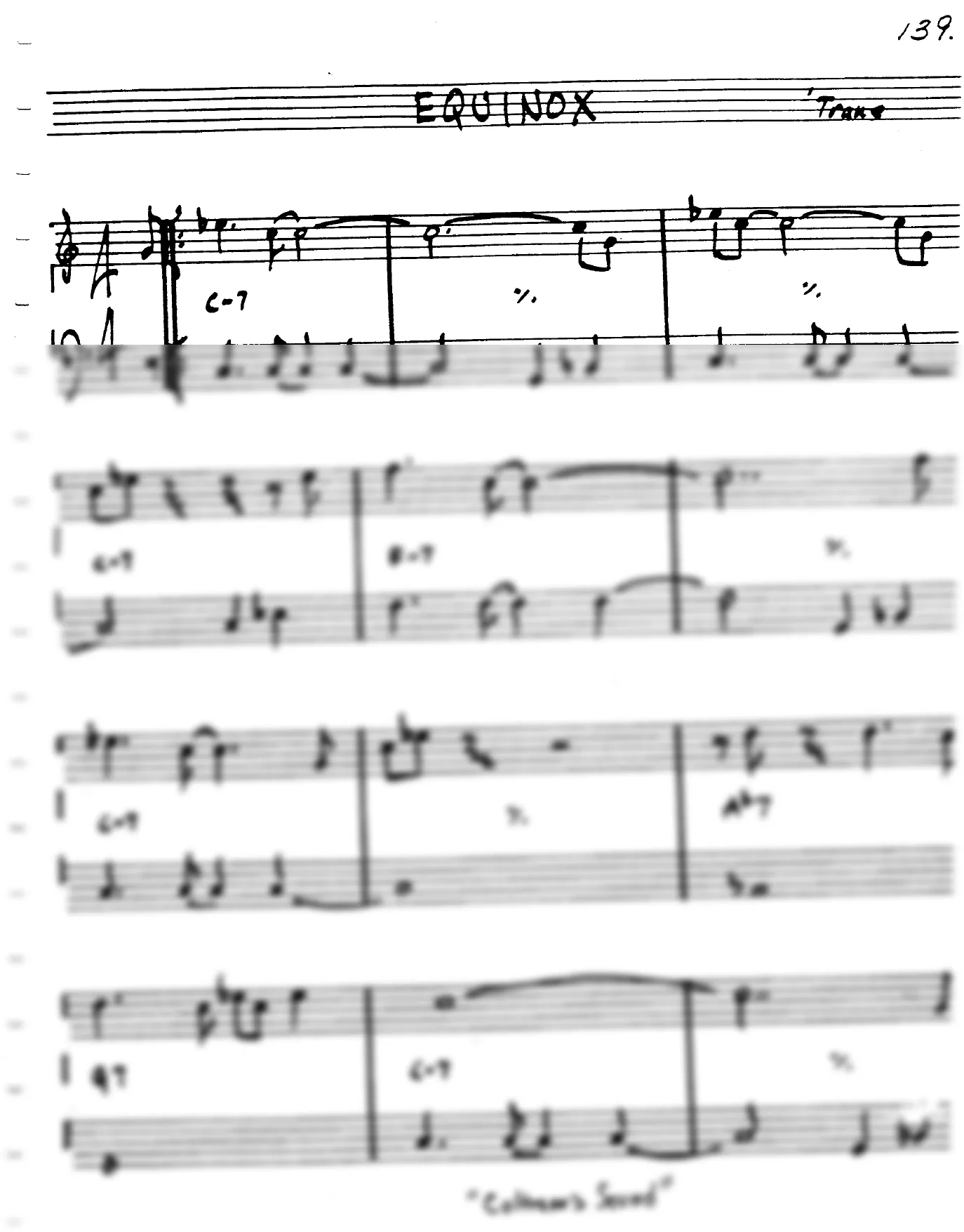 Vista previa de la partitura de Equinox para Lead sheet (clave de Do)