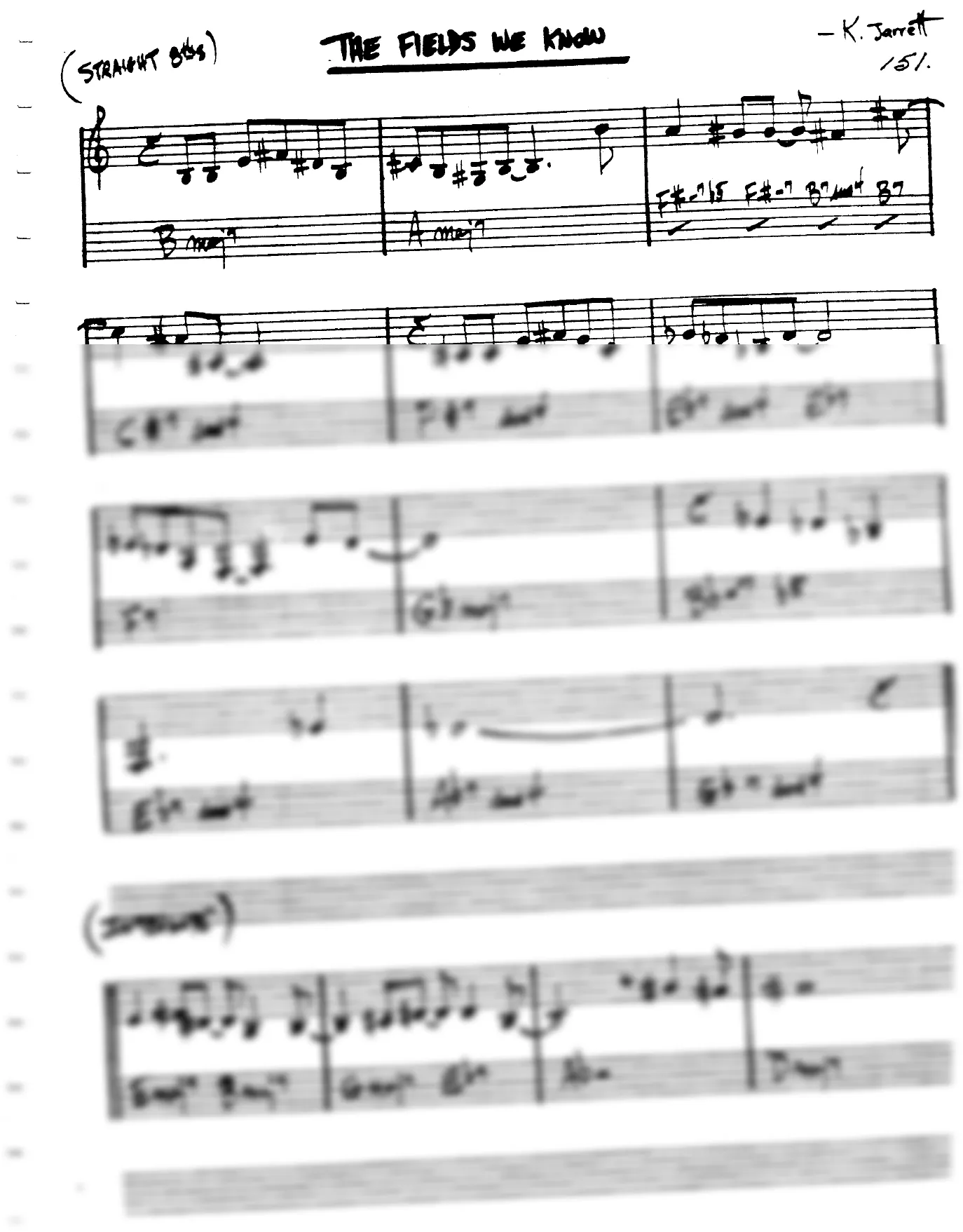 Vista previa de la partitura de Fields We Know, The para Lead sheet (clave de Do)