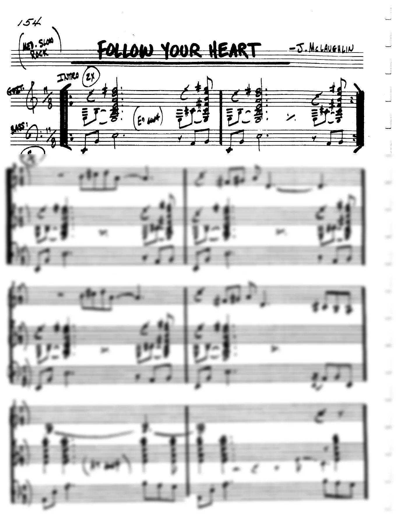 Vista previa de la partitura de Follow Your Heart para Lead sheet (clave de Do)