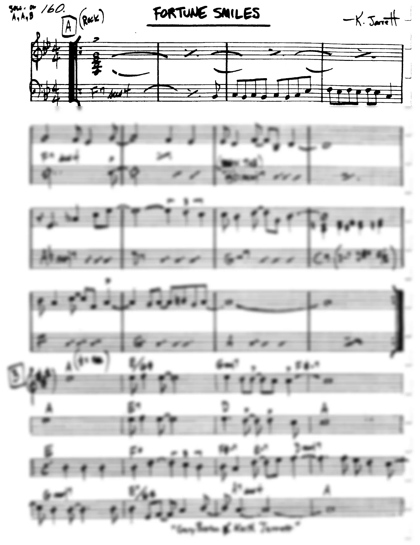 Vista previa de la partitura de Fortune Smiles para Lead sheet (clave de Do)