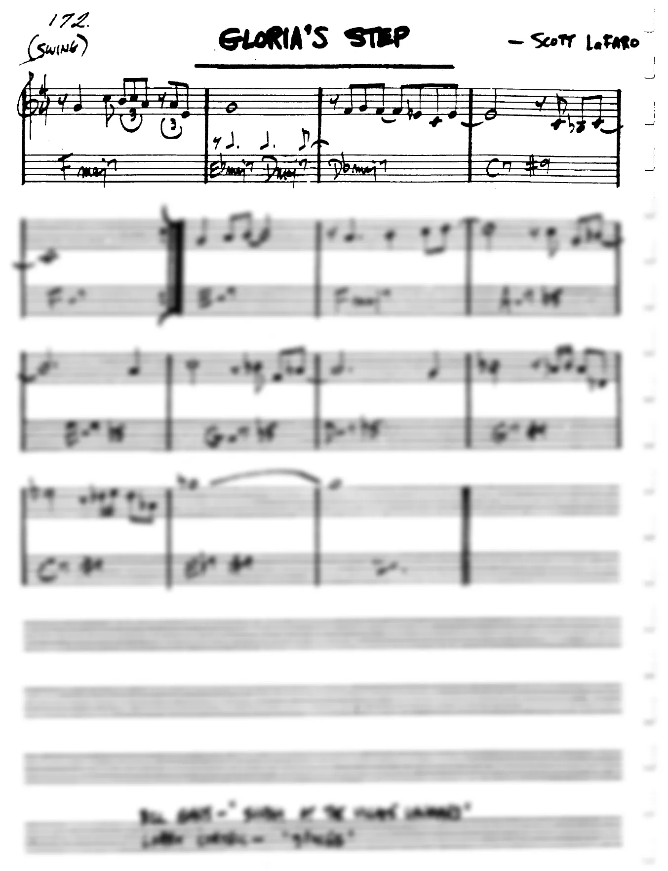 Vista previa de la partitura de Gloria's Step para Lead sheet (clave de Do)