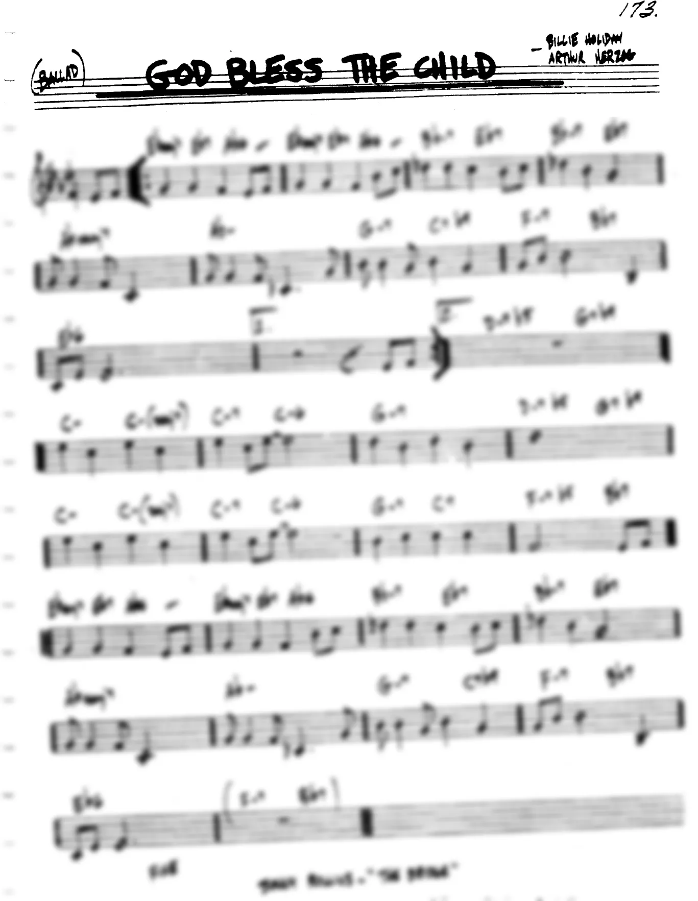 Vista previa de la partitura de God Bless The Child para Lead sheet (clave de Do)