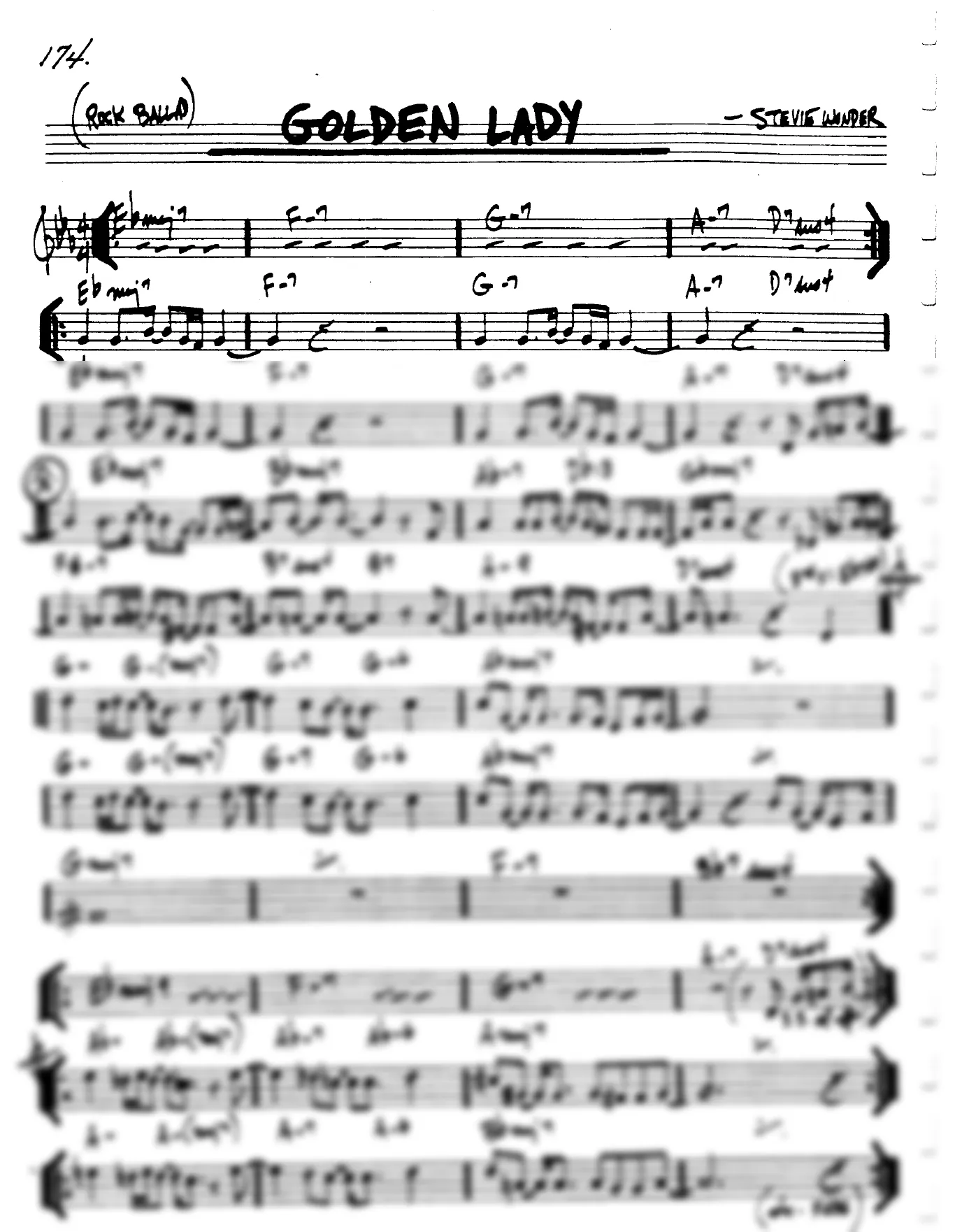 Vista previa de la partitura de Golden Lady para Lead sheet (clave de Do)