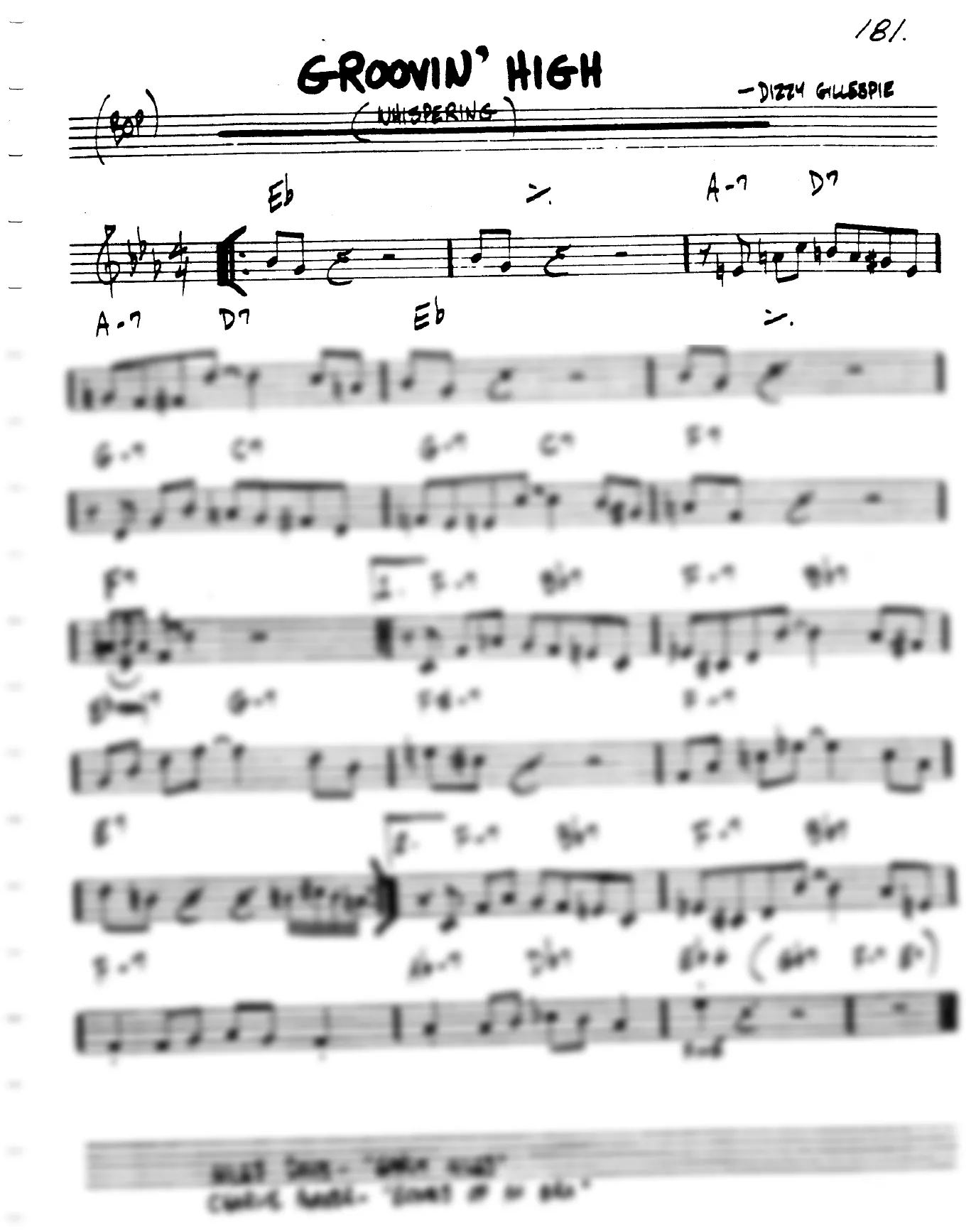 Vista previa de la partitura de Groovin' High para Lead sheet (clave de Do)