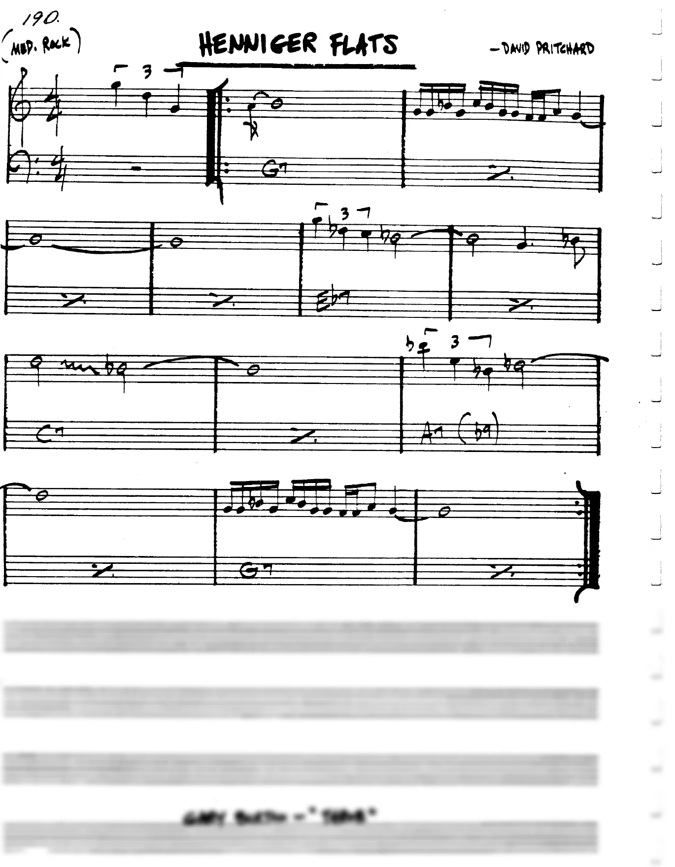 Vista previa de la partitura de Henninger Flats para Lead sheet (clave de Do)
