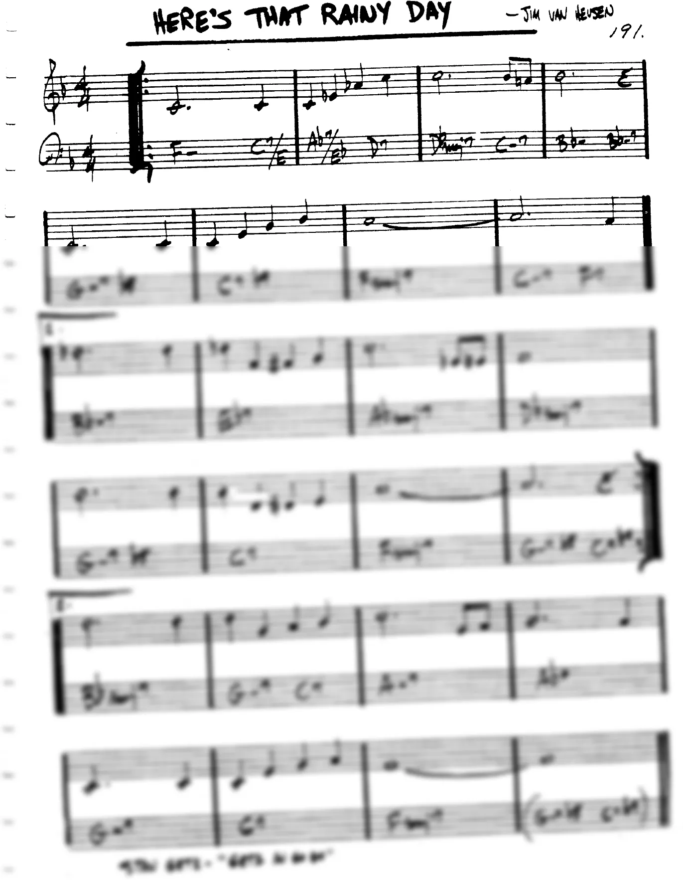 Vista previa de la partitura de Here's That Rainy Day para Lead sheet (clave de Do)
