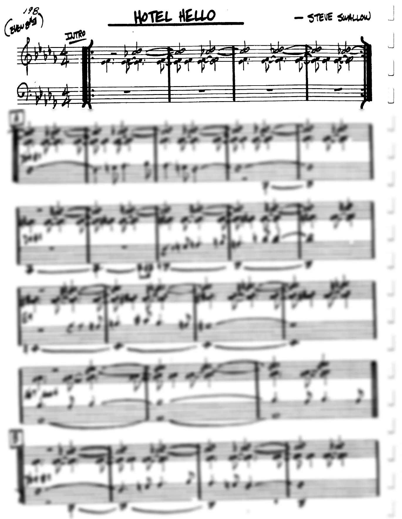 Vista previa de la partitura de Hotel Hello para Lead sheet (clave de Do)