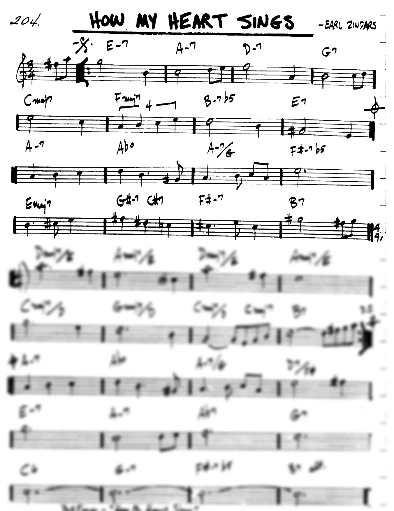 Vista previa de la partitura de How My Heart Sings para Lead sheet (clave de Do)