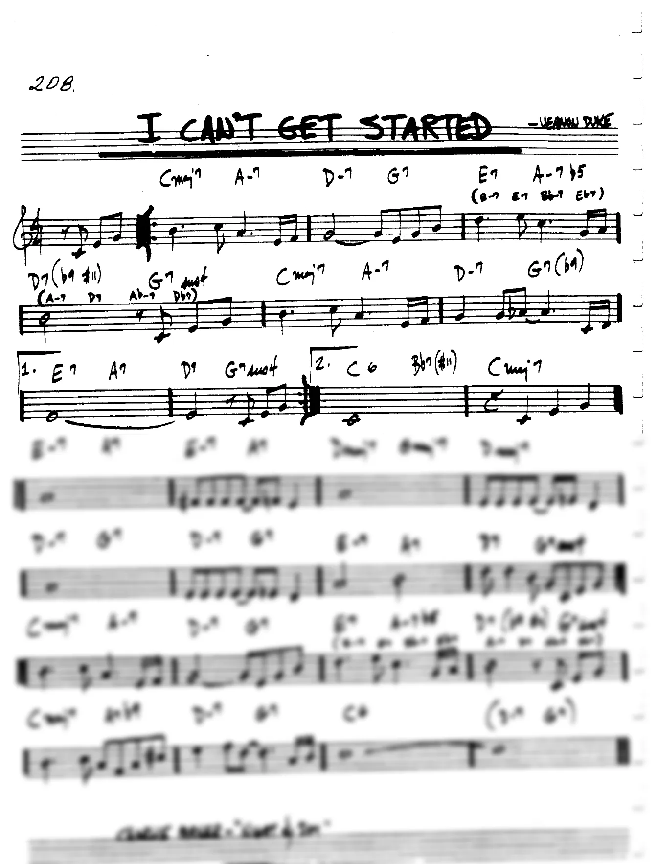 Vista previa de la partitura de I Can't Get Started para Lead sheet (clave de Do)