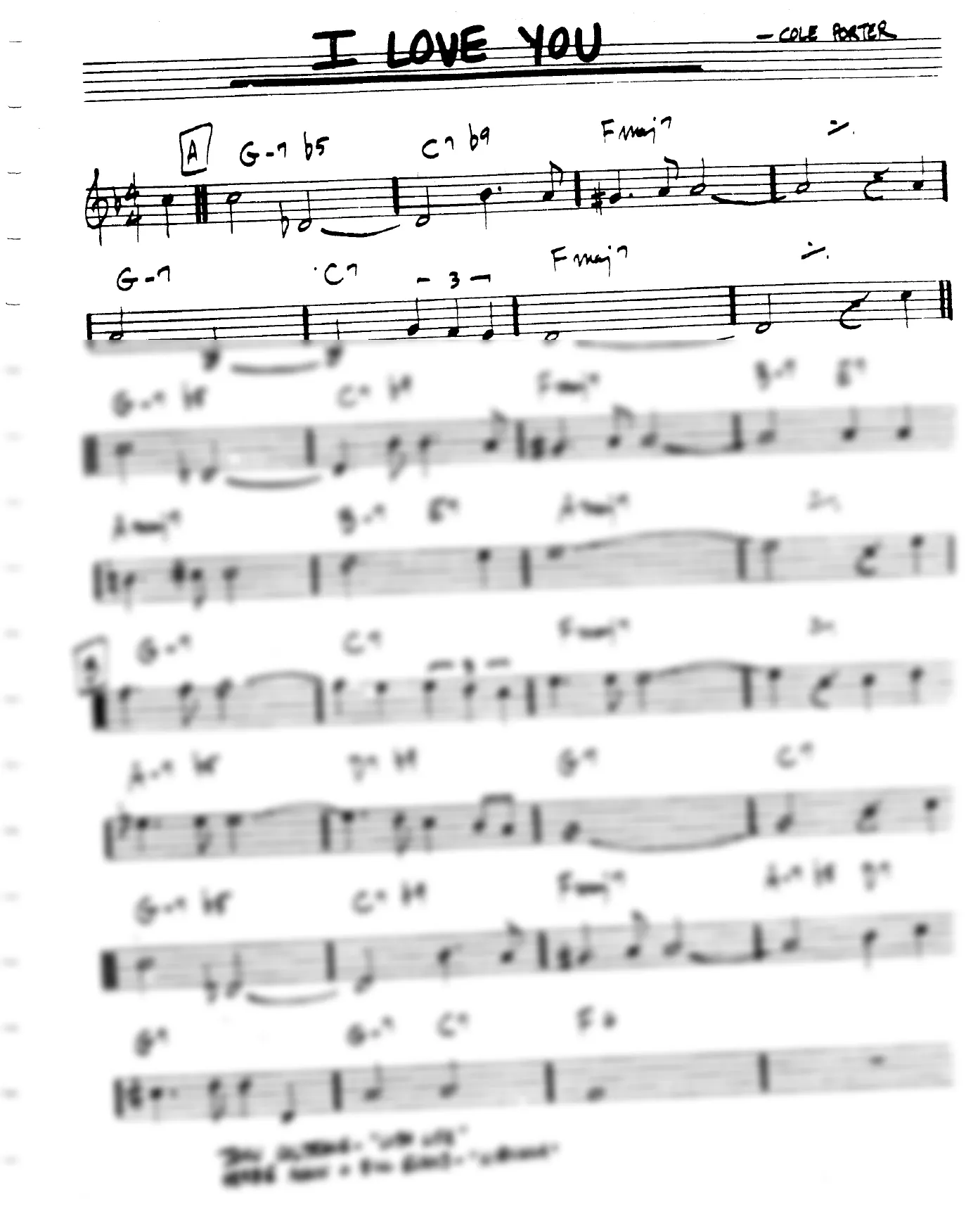 Vista previa de la partitura de I Love You para Lead sheet (clave de Do)