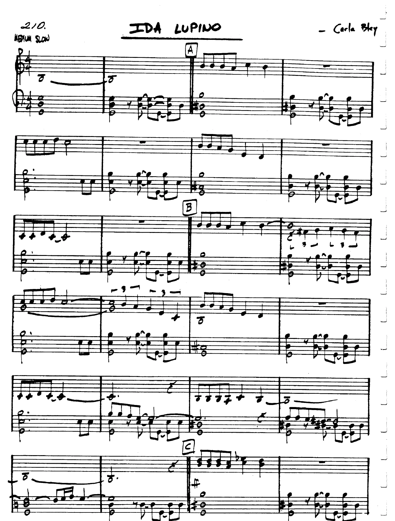 Vista previa de la partitura de Ida Lupino para Lead sheet (clave de Do)