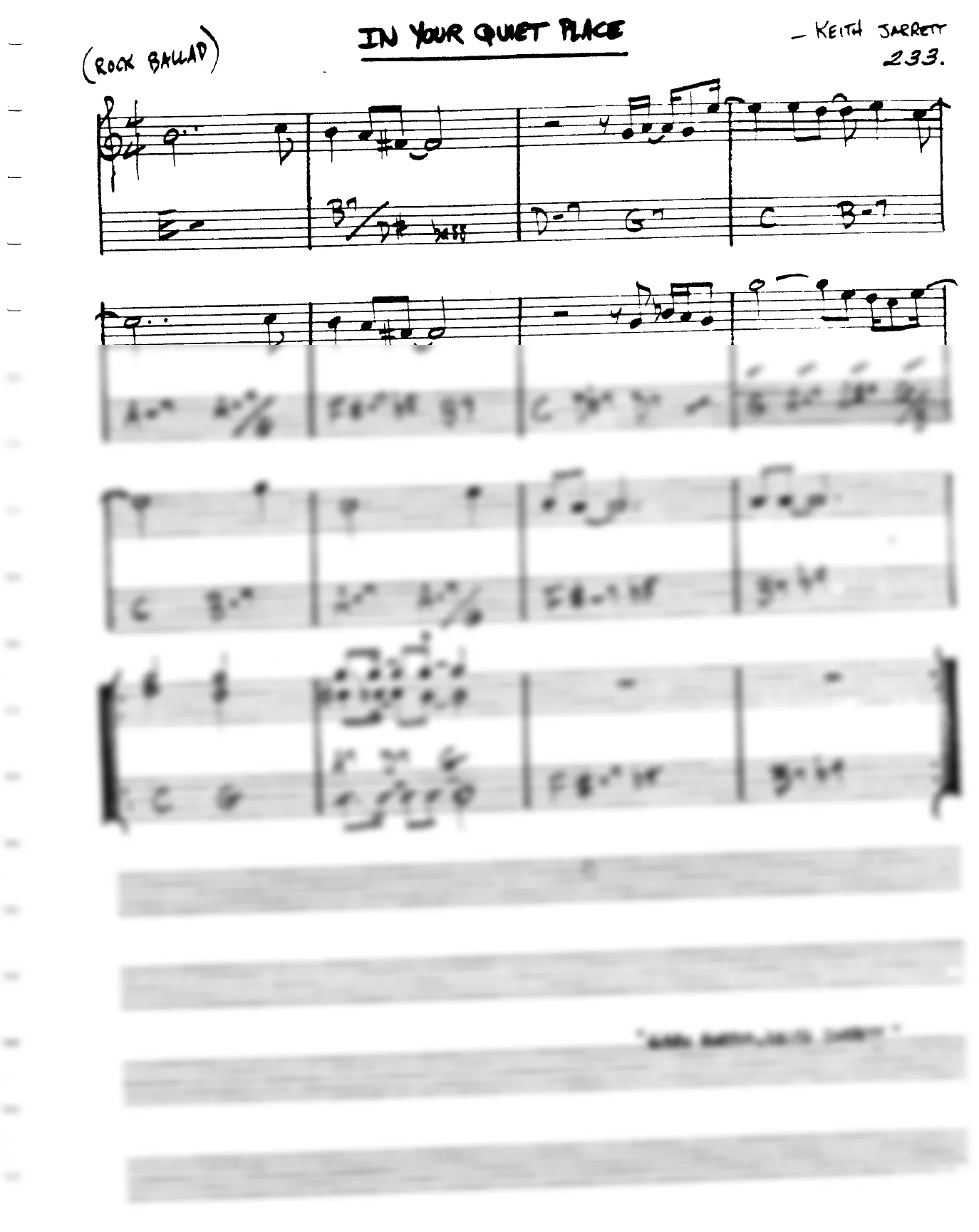 Vista previa de la partitura de In Your Quiet Place para Lead sheet (clave de Do)