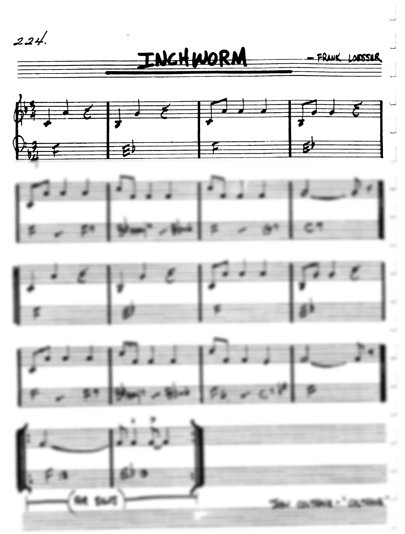 Vista previa de la partitura de Inchworm para Lead sheet (clave de Do)