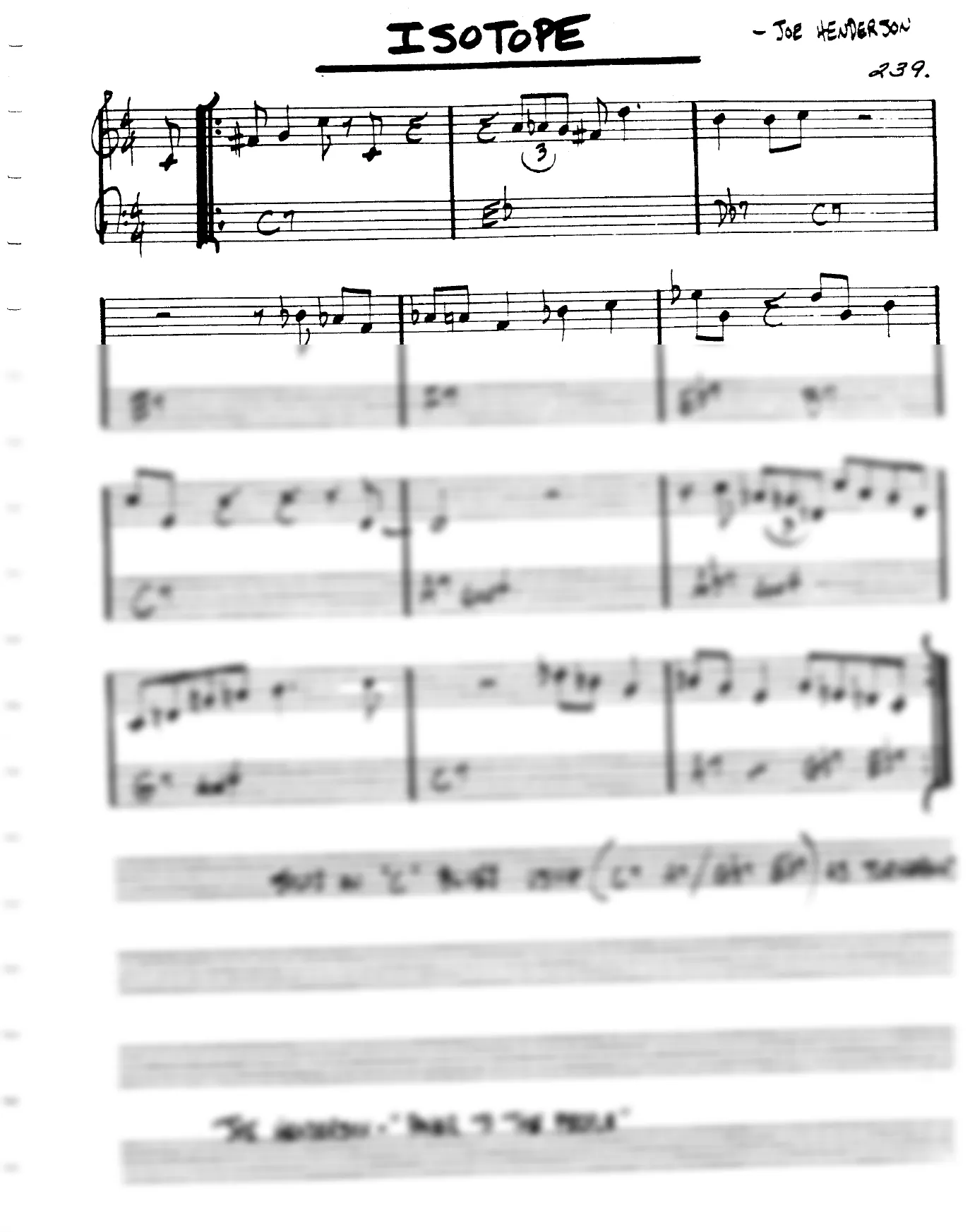 Vista previa de la partitura de Isotope para Lead sheet (clave de Do)