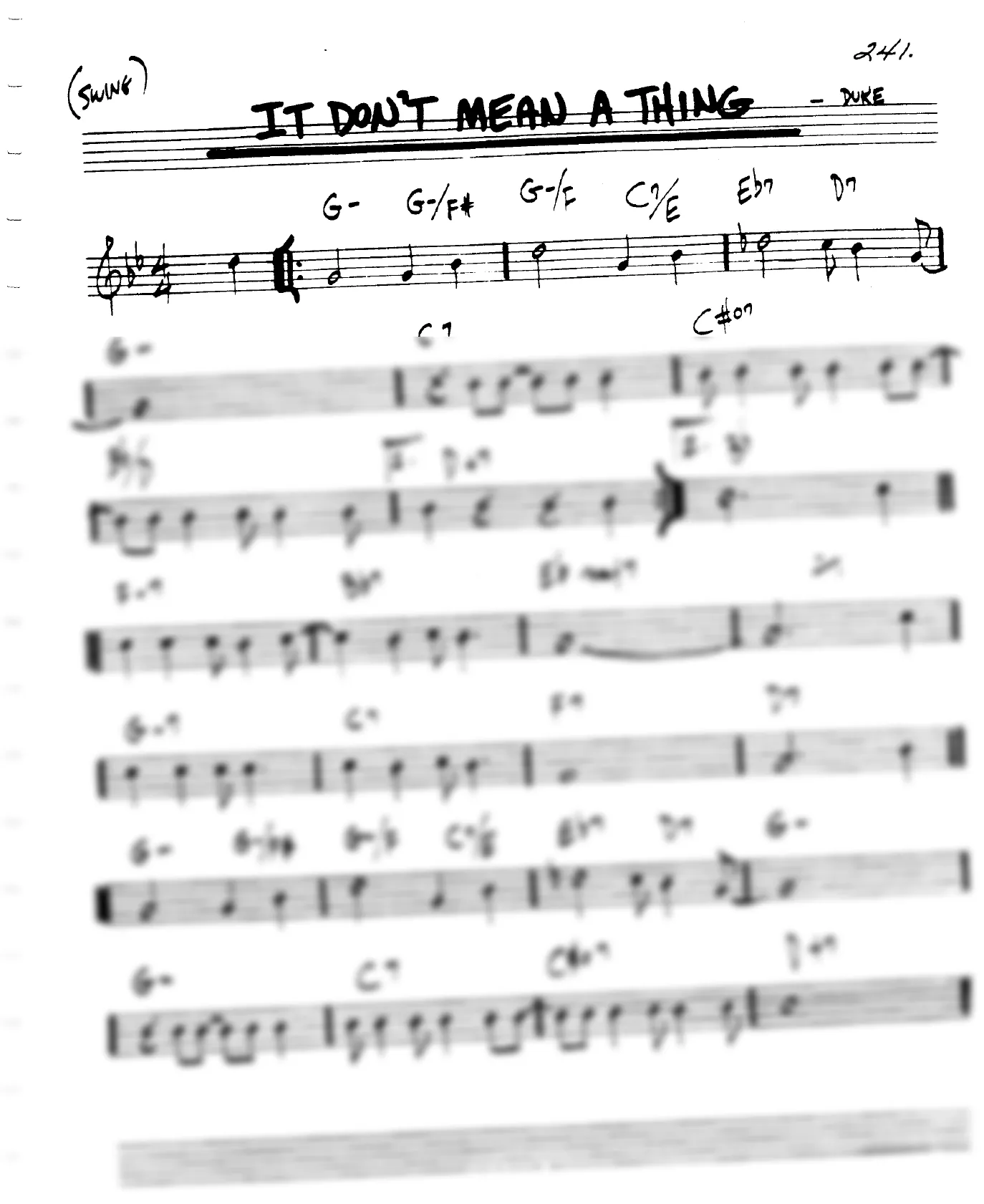 Vista previa de la partitura de It Don't Mean A Thing para Lead sheet (clave de Do)