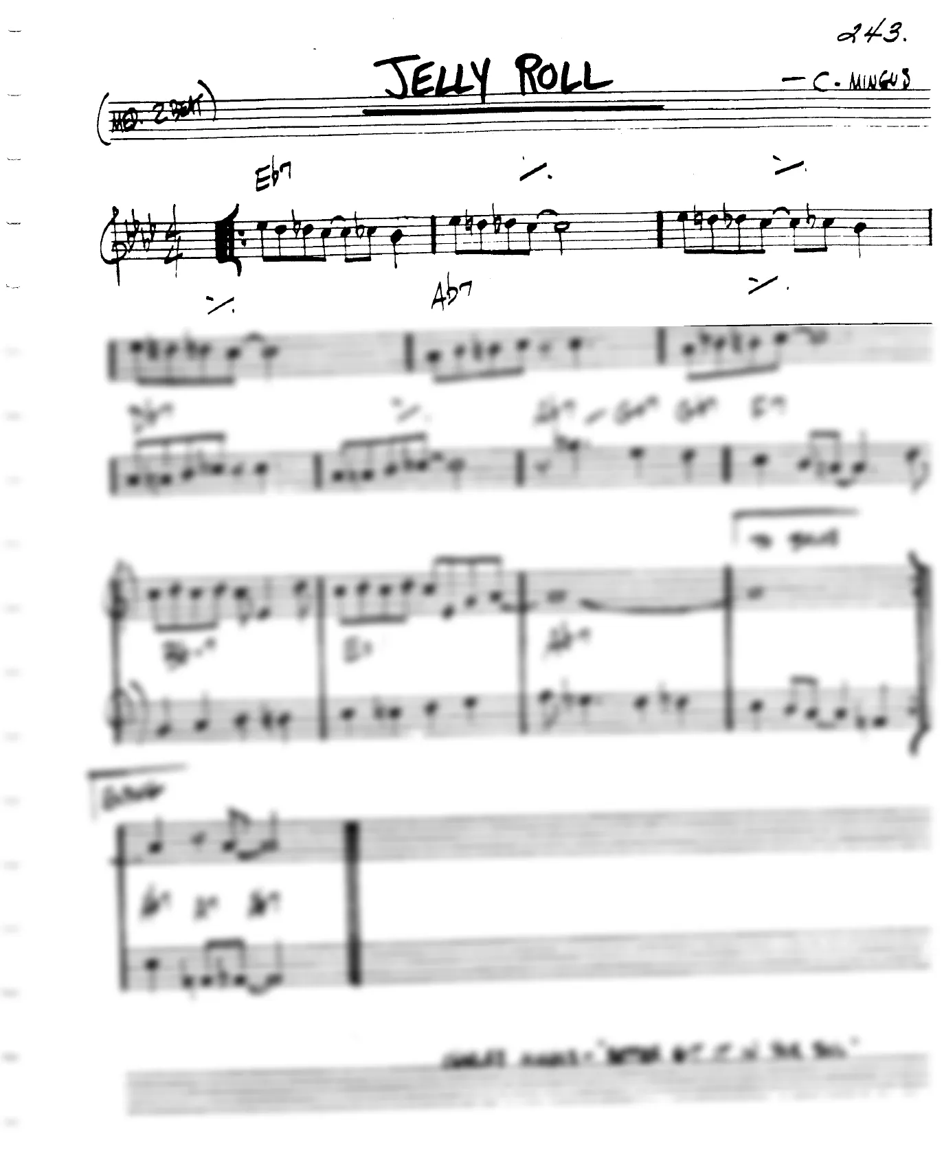Vista previa de la partitura de Jelly Roll para Lead sheet (clave de Do)