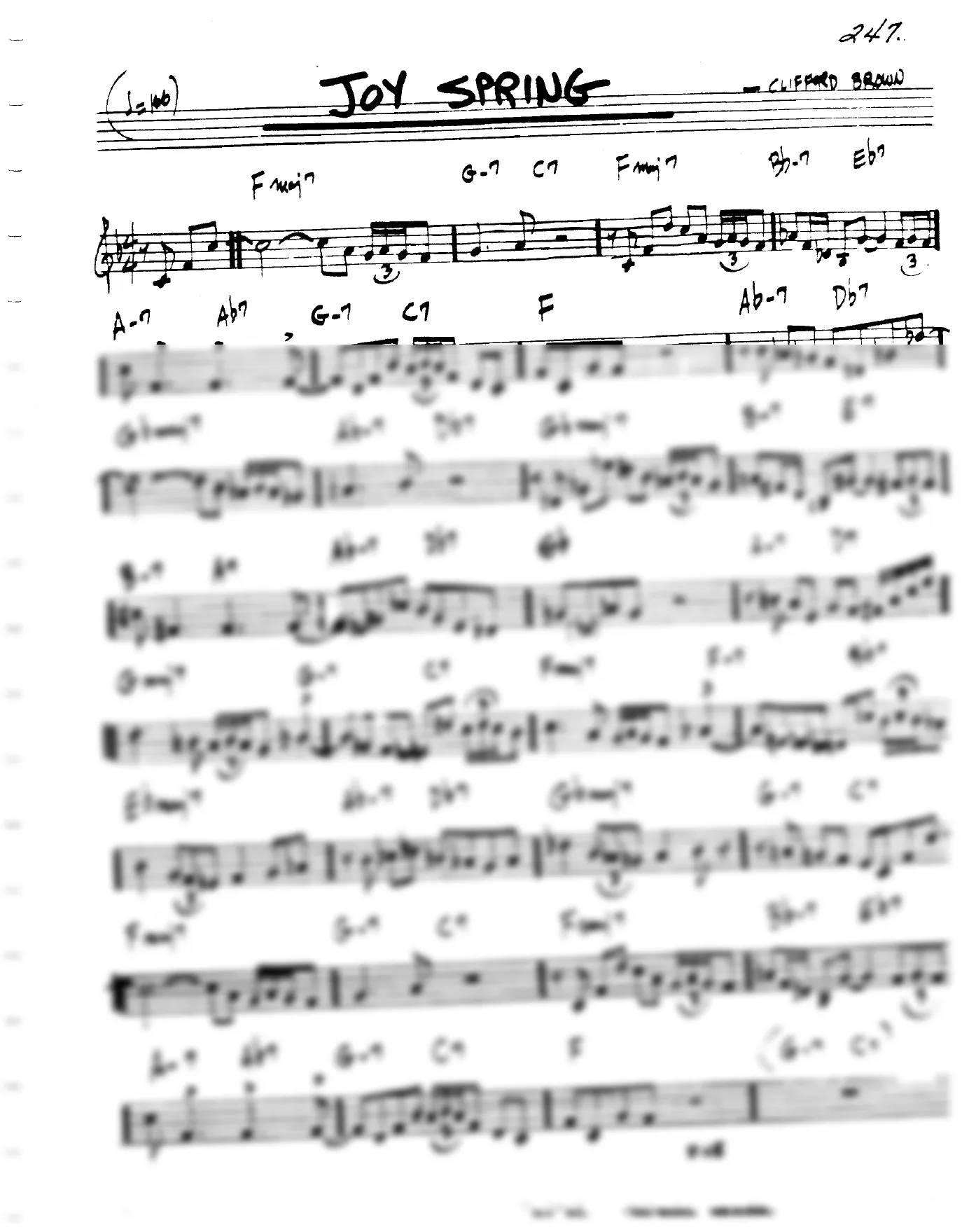 Vista previa de la partitura de Joy Spring para Lead sheet (clave de Do)