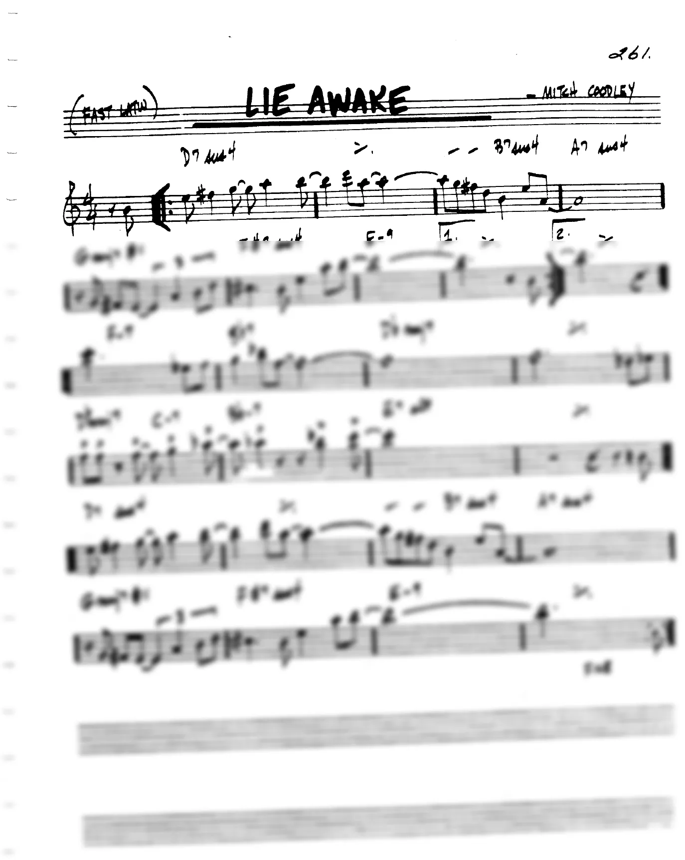 Vista previa de la partitura de Lie Awake para Lead sheet (clave de Do)