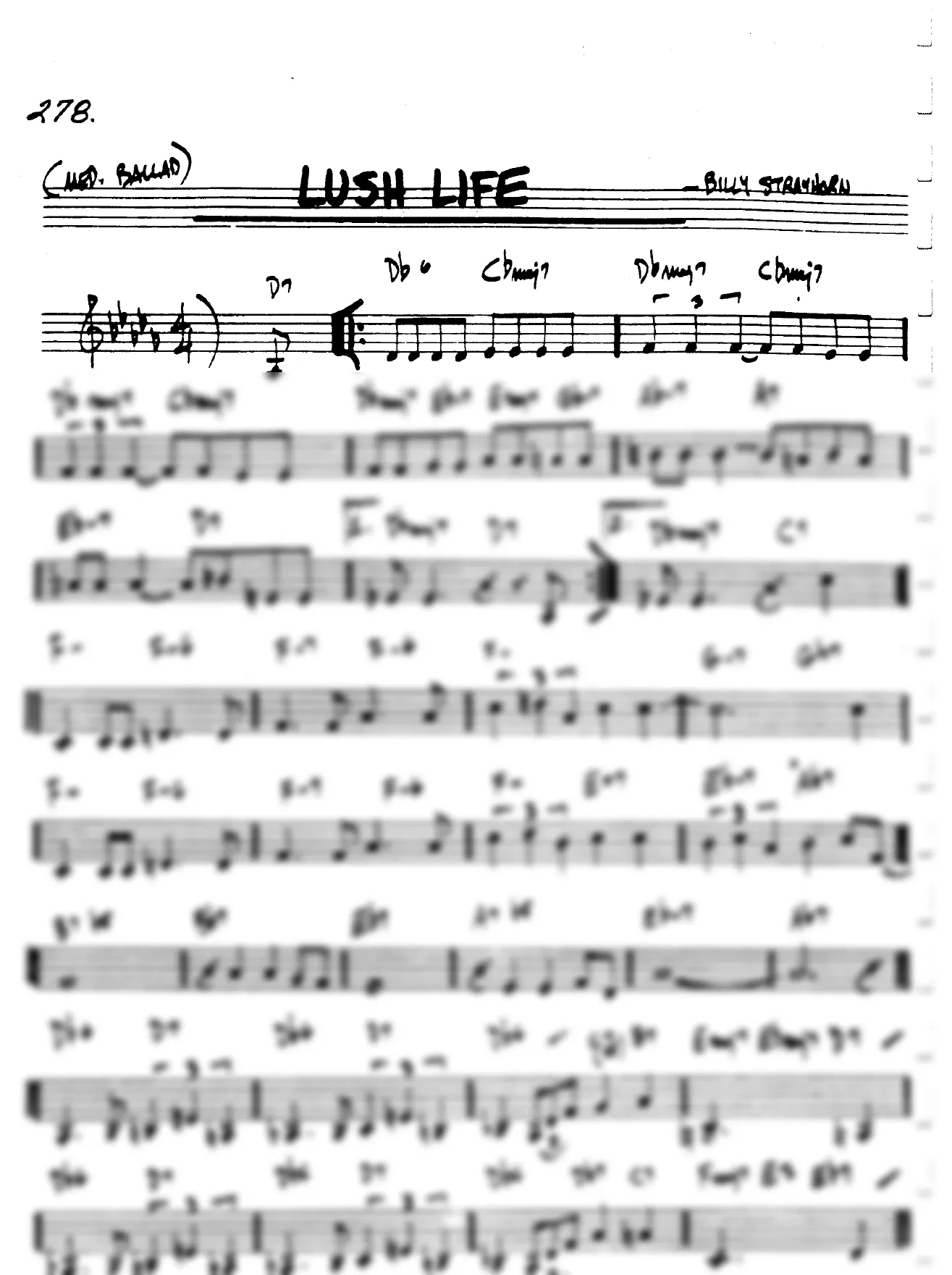 Vista previa de la partitura de Lush Life para Lead sheet (clave de Do)