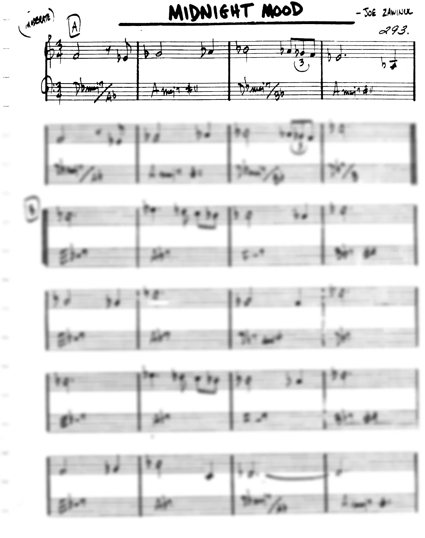 Vista previa de la partitura de Midnight Mood para Lead sheet (clave de Do)