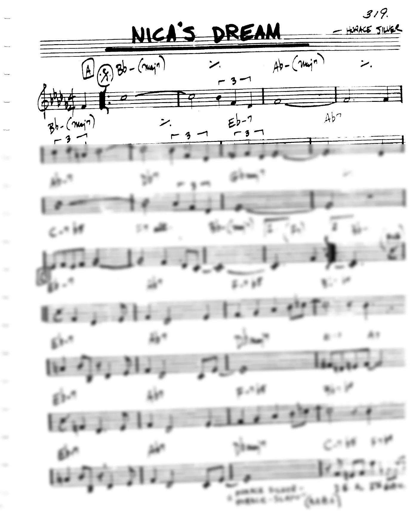 Vista previa de la partitura de Nica's Dream para Lead sheet (clave de Do)