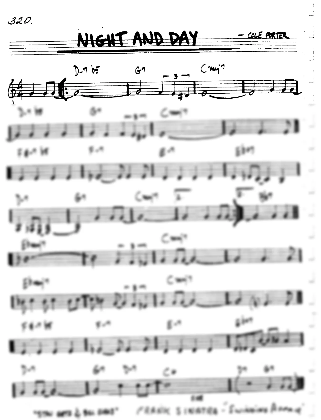 Vista previa de la partitura de Night And Day para Lead sheet (clave de Do)