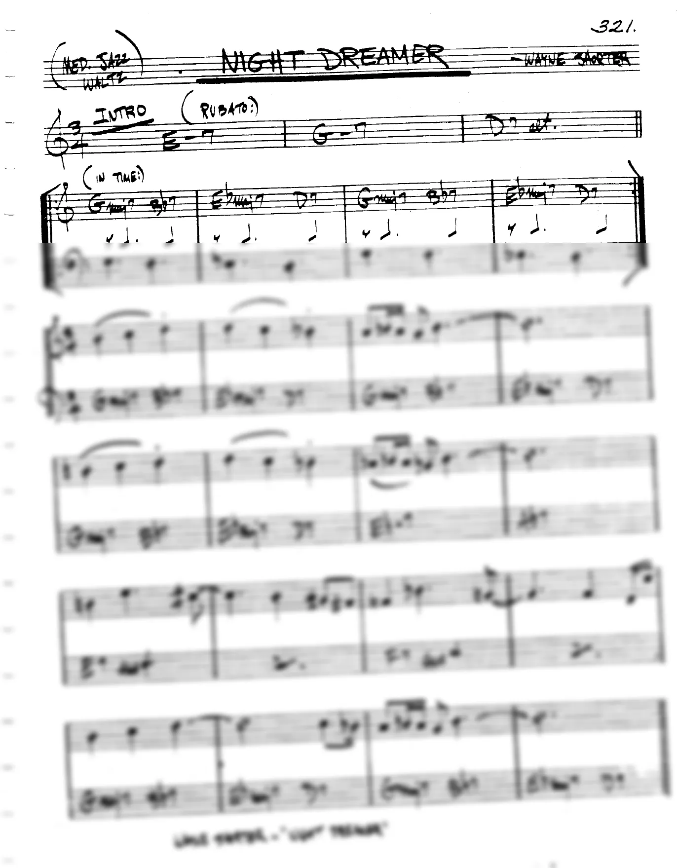 Vista previa de la partitura de Night Dreamer para Lead sheet (clave de Do)