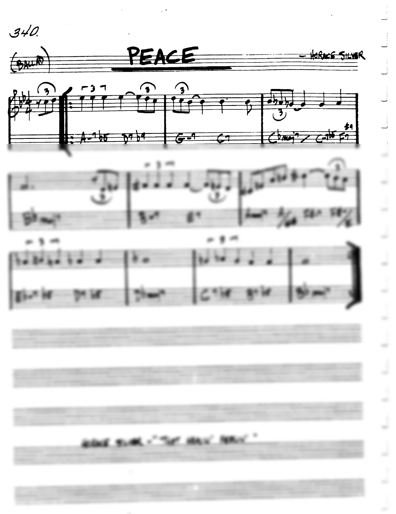 Vista previa de la partitura de Peace para Lead sheet (clave de Do)