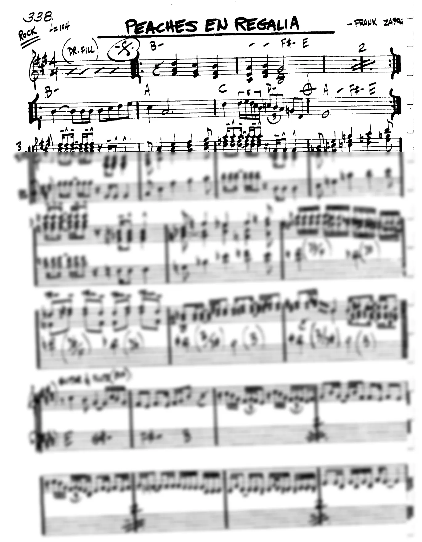 Vista previa de la partitura de Peaches En Regalia para Lead sheet (clave de Do)