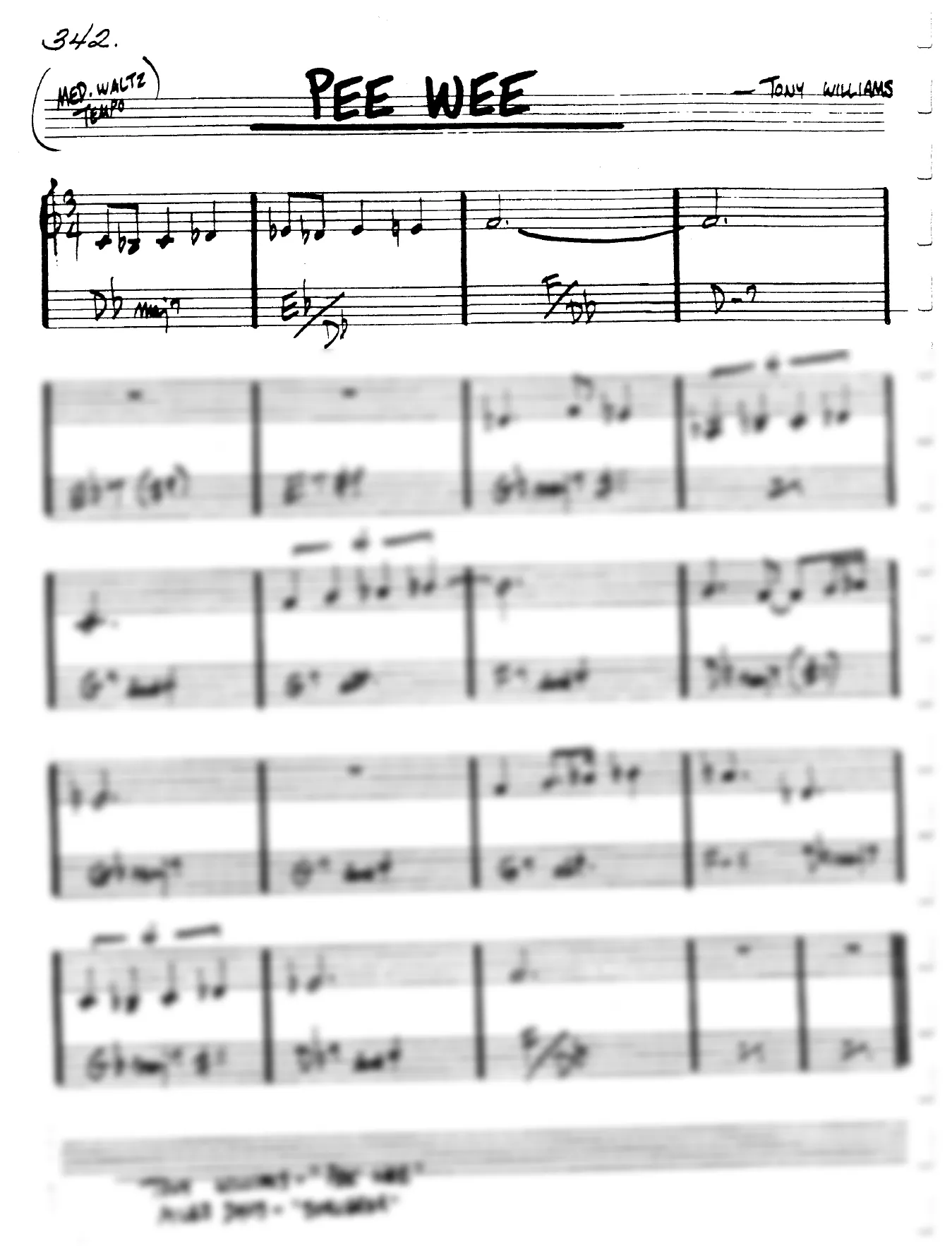 Vista previa de la partitura de Pee Wee para Lead sheet (clave de Do)