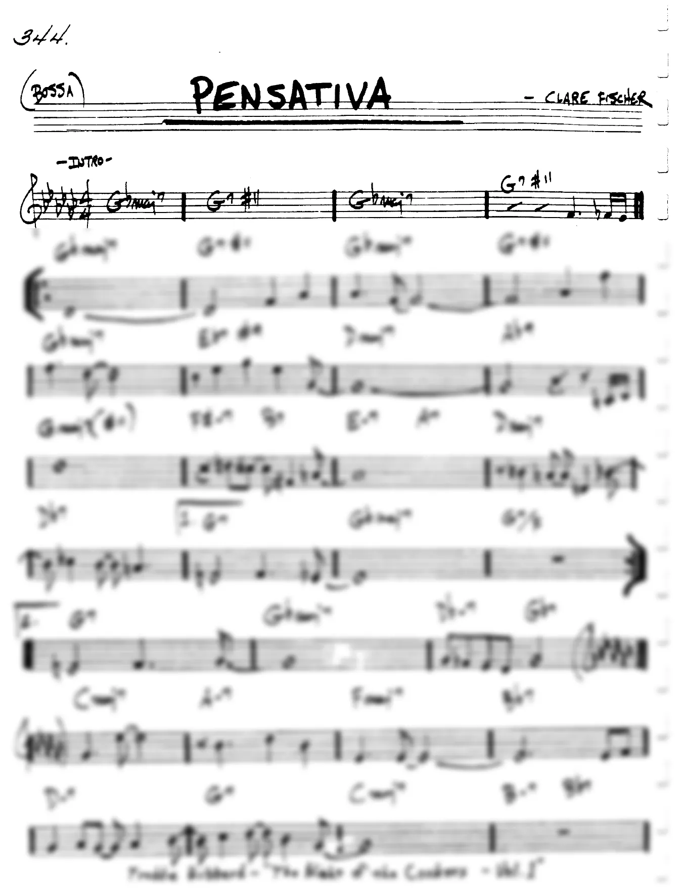 Vista previa de la partitura de Pensativa para Lead sheet (clave de Do)