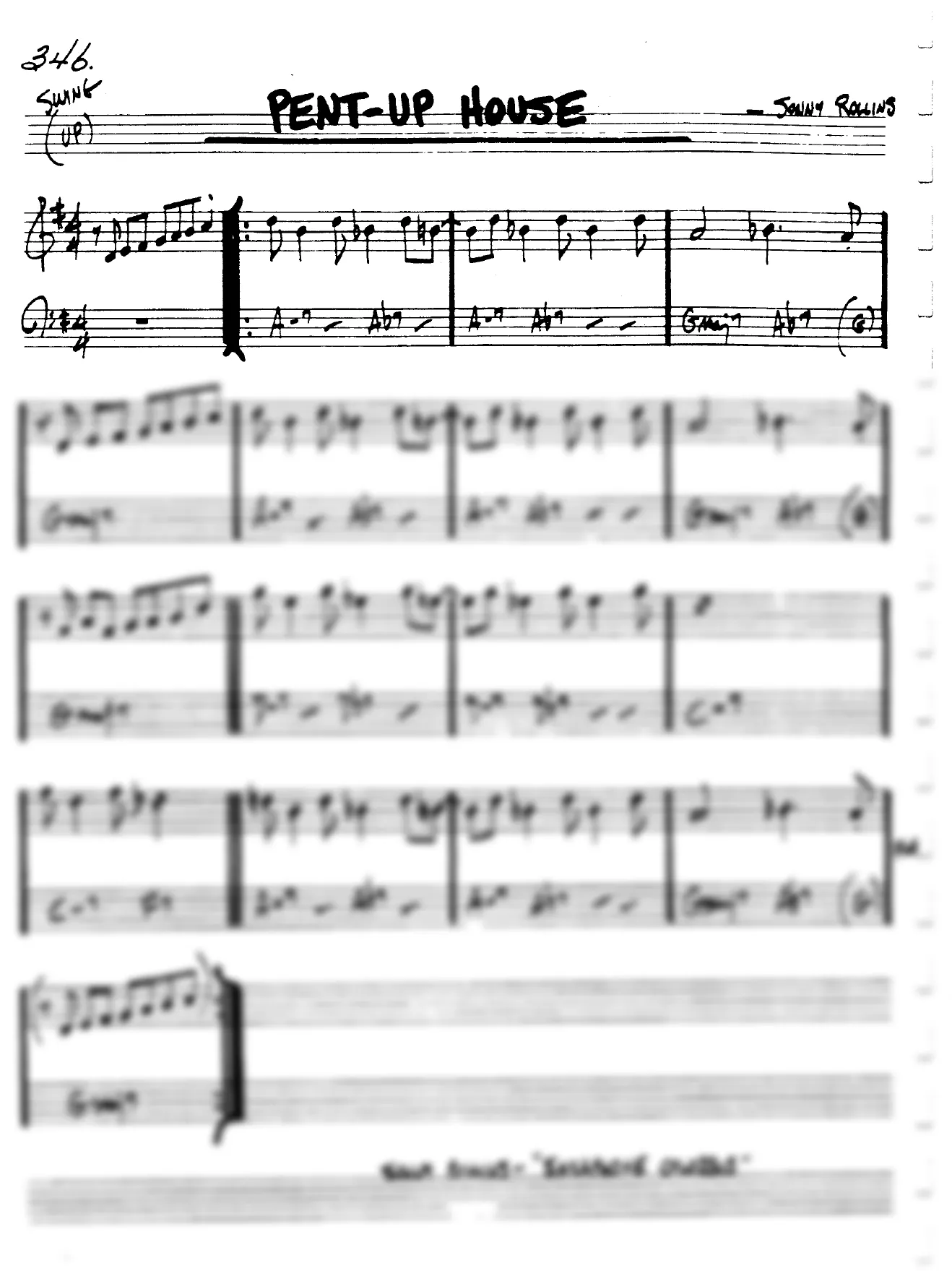 Vista previa de la partitura de Pent-Up House para Lead sheet (clave de Do)