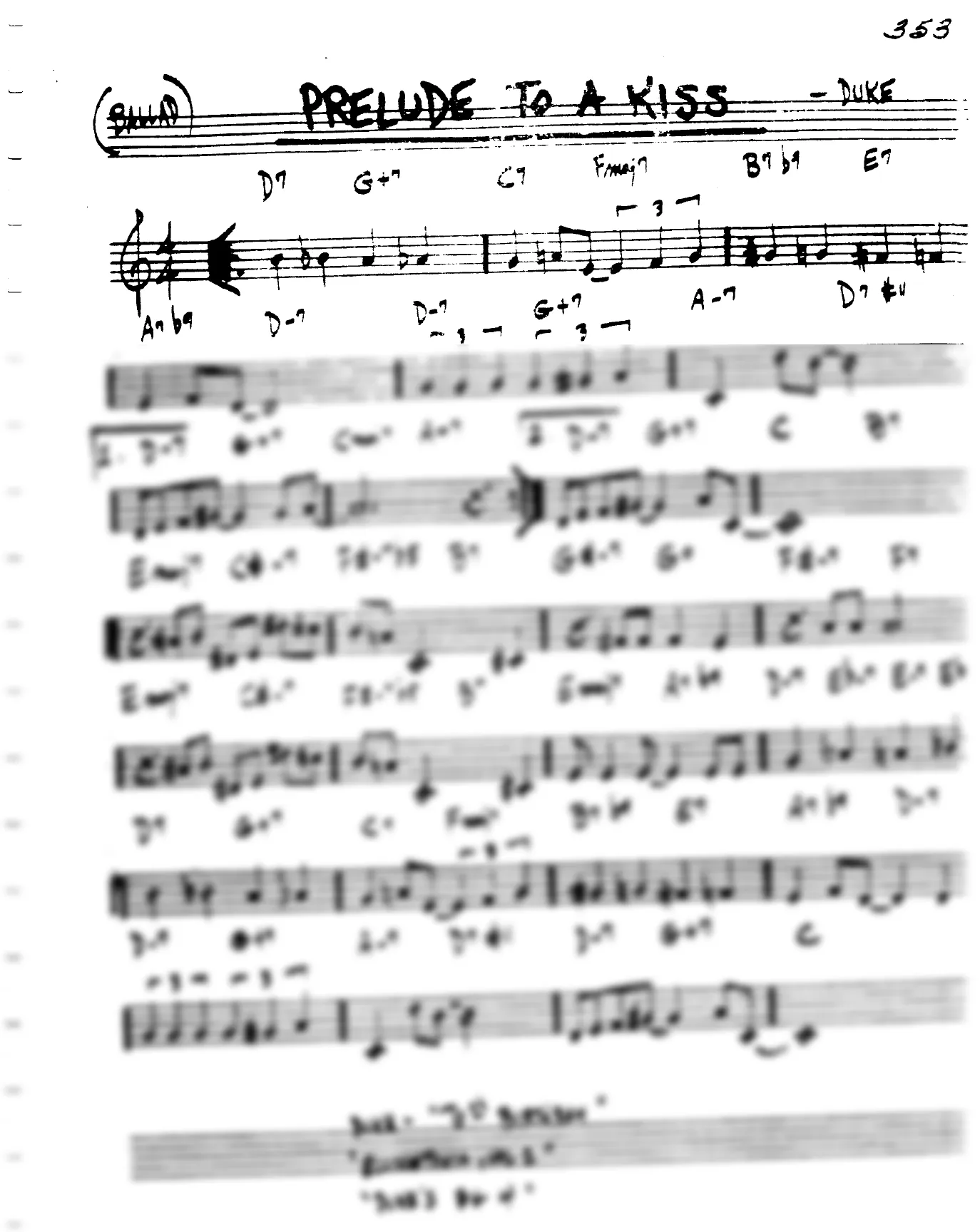 Vista previa de la partitura de Prelude To A Kiss para Lead sheet (clave de Do)
