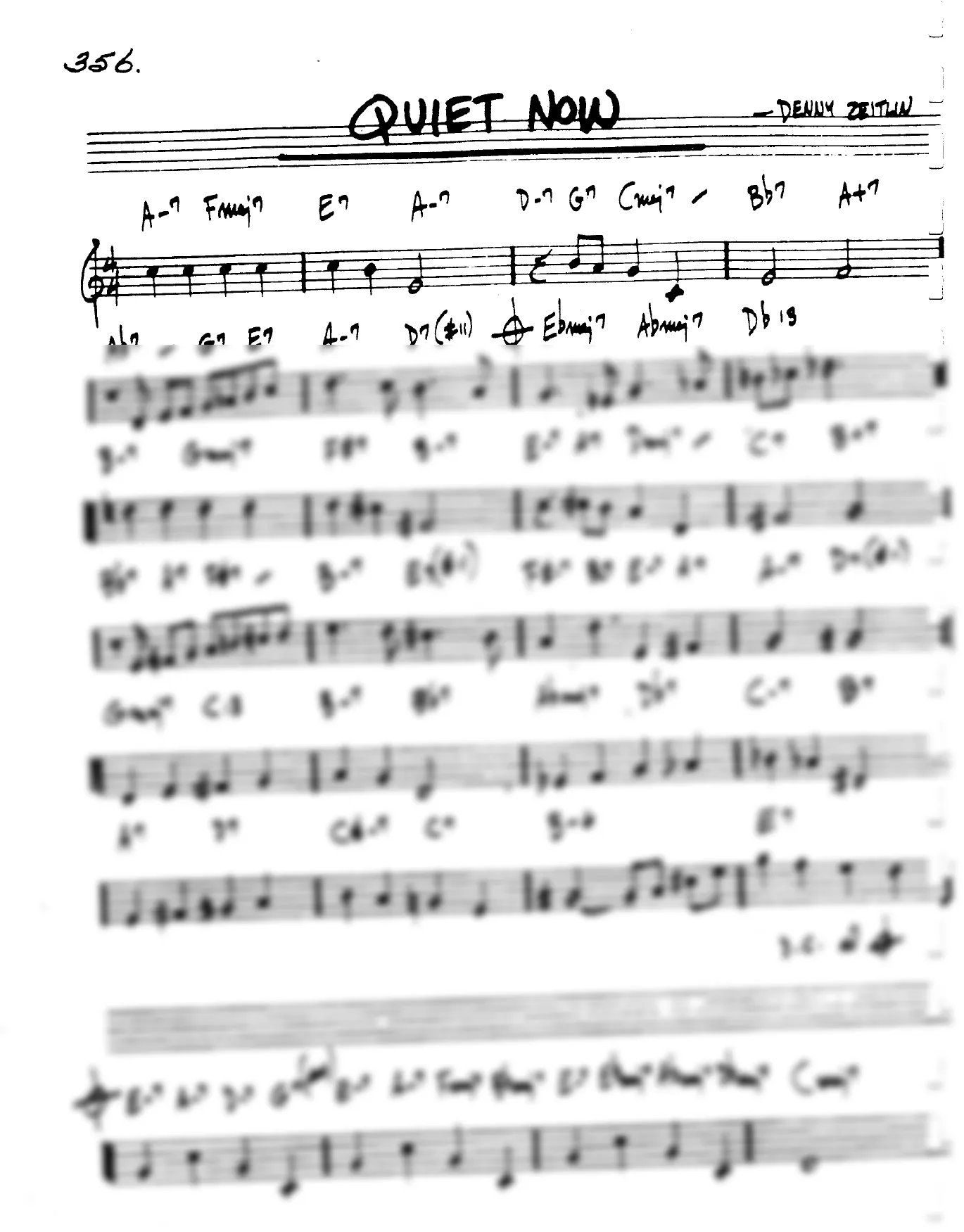Vista previa de la partitura de Quiet Now para Lead sheet (clave de Do)