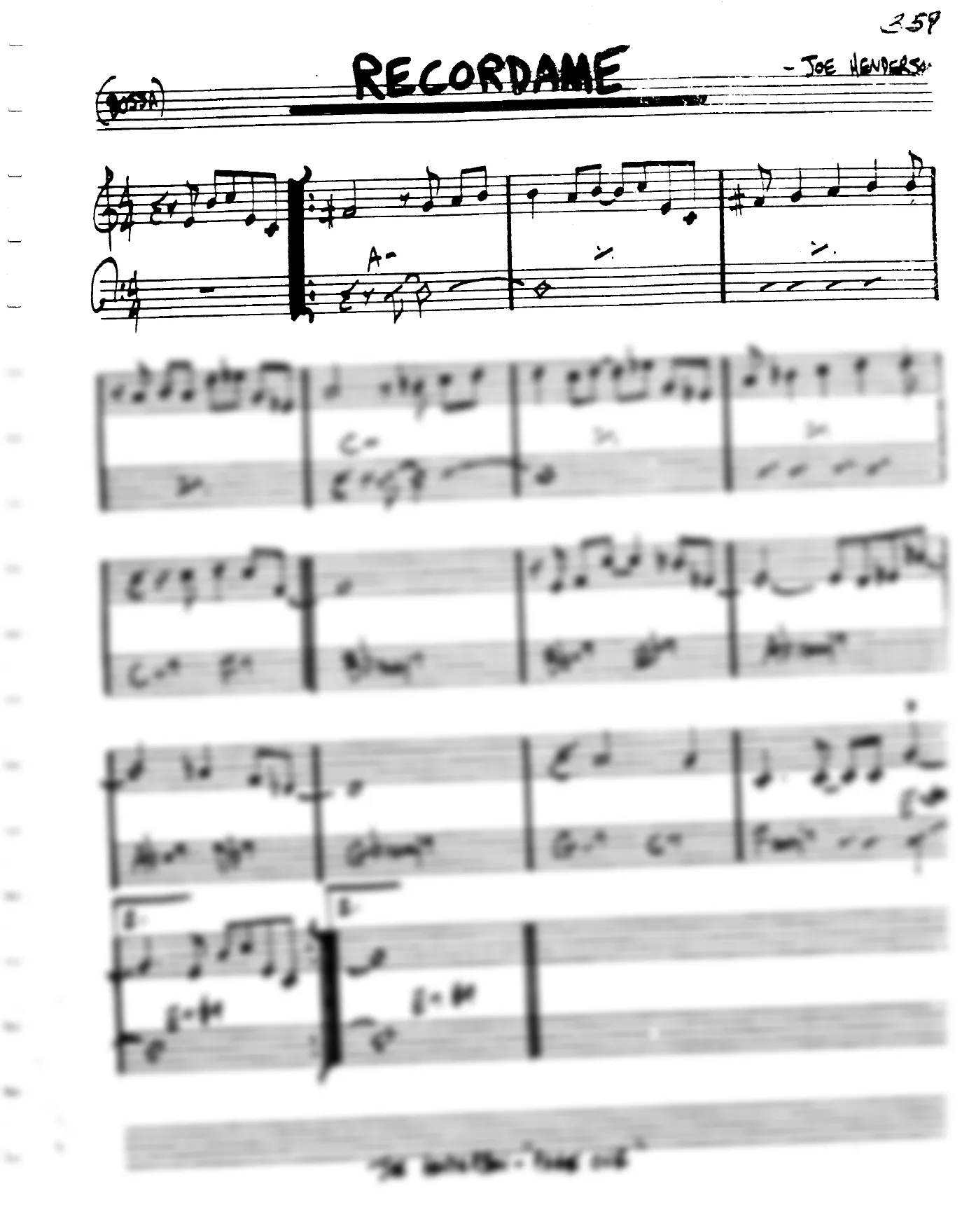 Vista previa de la partitura de Recordame para Lead sheet (clave de Do)