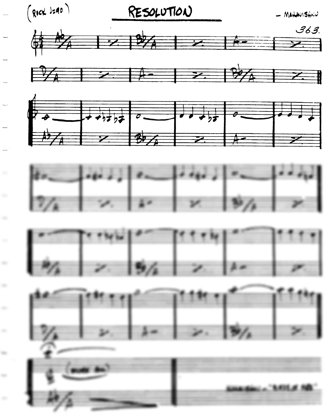 Vista previa de la partitura de Resolution para Lead sheet (clave de Do)