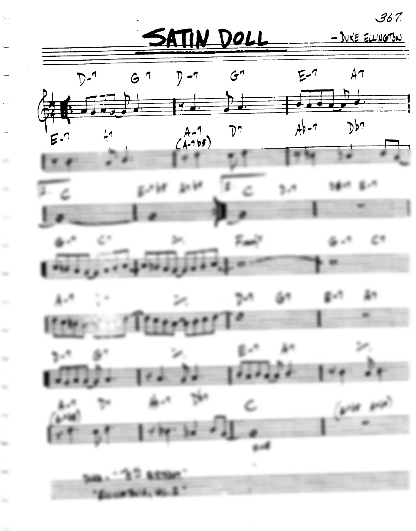Vista previa de la partitura de Satin Doll para Lead sheet (clave de Do)