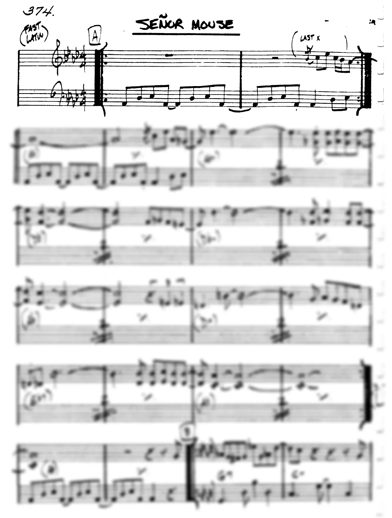Vista previa de la partitura de Señor Mouse para Lead sheet (clave de Do)
