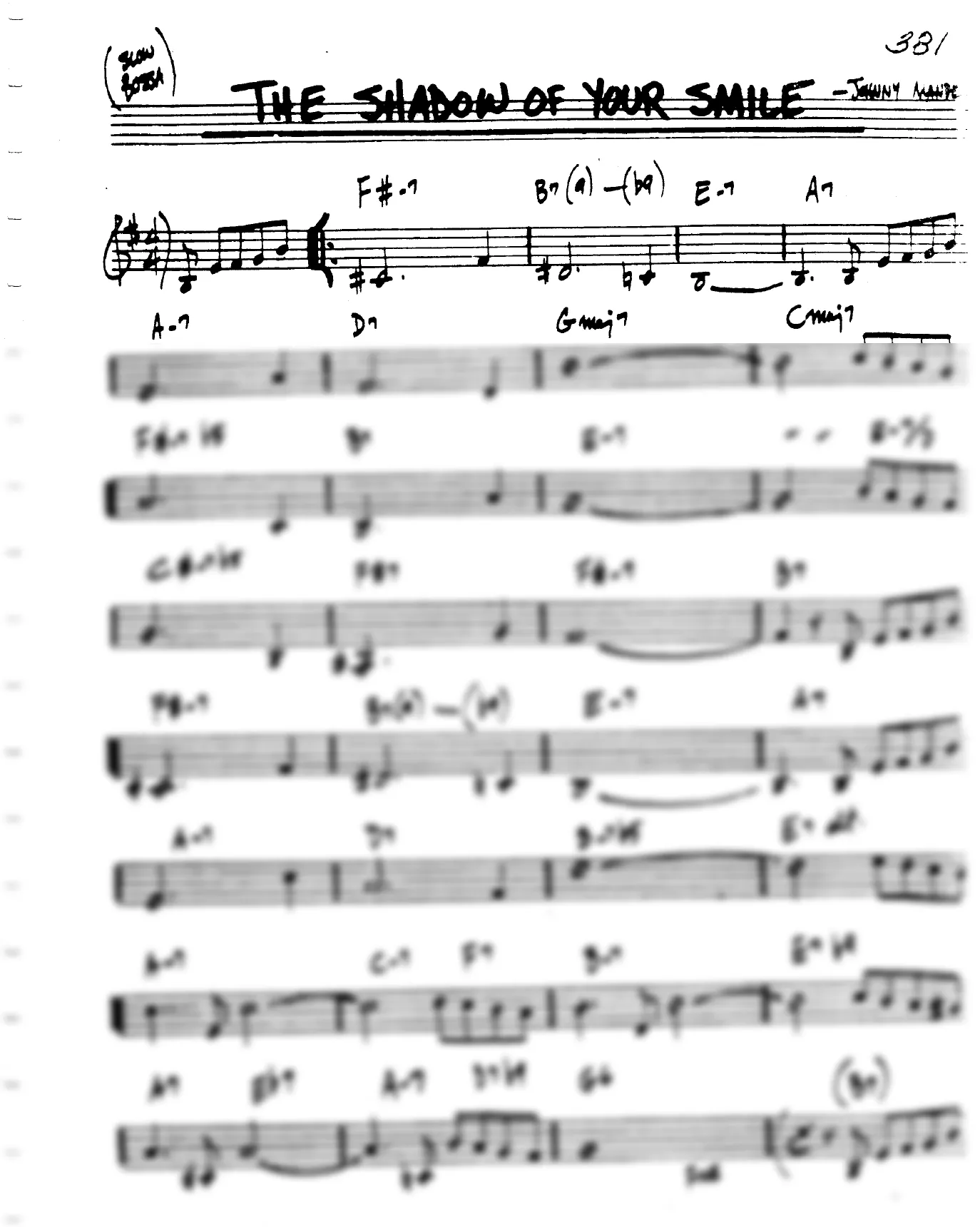 Vista previa de la partitura de Shadow Of Your Smile para Lead sheet (clave de Do)